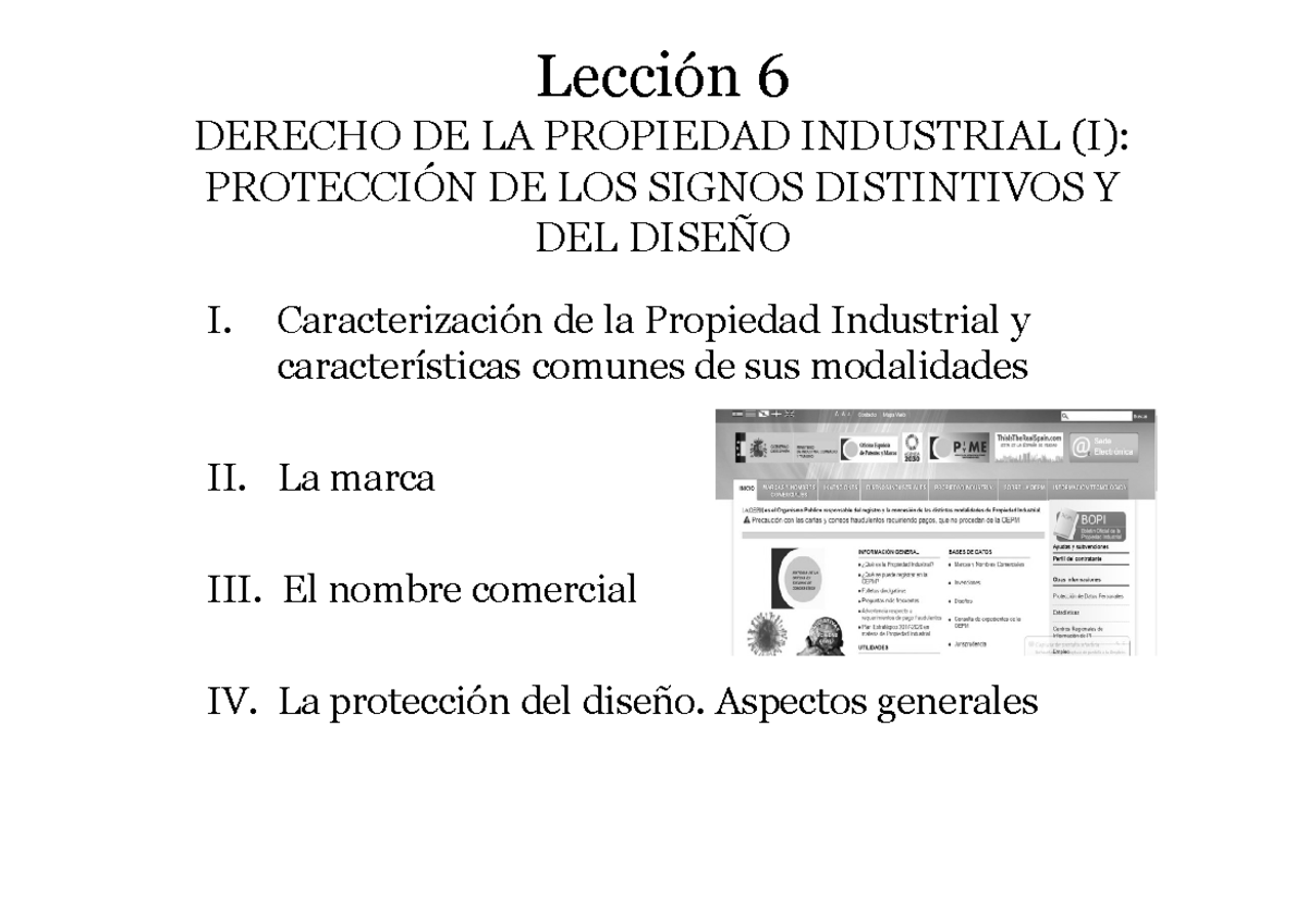 Lección 6, Derecho DE LA Propiedad Industrial I - 2250 - StuDocu
