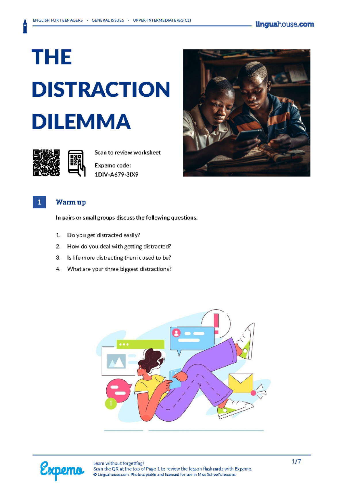 The distraction dilemma british english teacher - ENGLISH FOR TEENAGERS ...