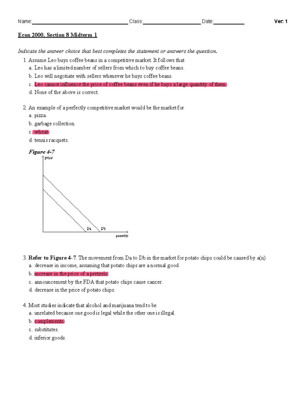 Econ Midterm 1 - Indicate The Answer Choice That Best Completes The ...