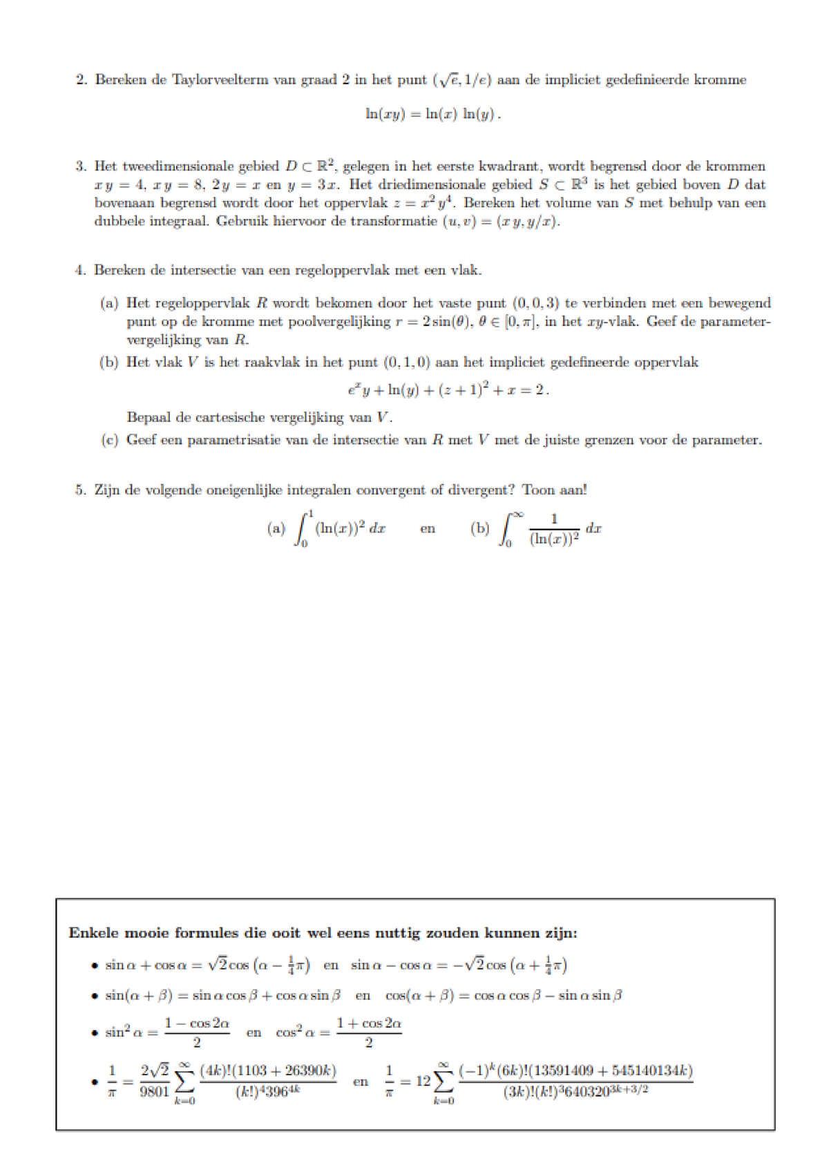 Analyse Examen Opgaven 2019-2020 - Analyse, Deel 1 - Studocu