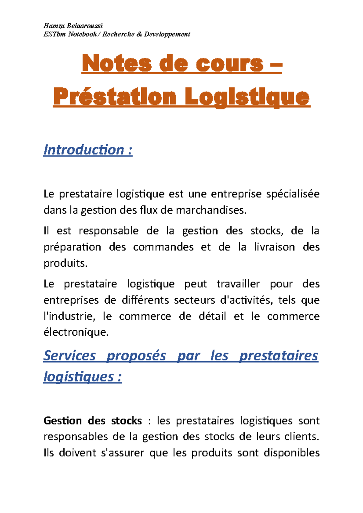 Notes de cours PL - ESTbm Notebook / Recherche & Developpement Notes de ...
