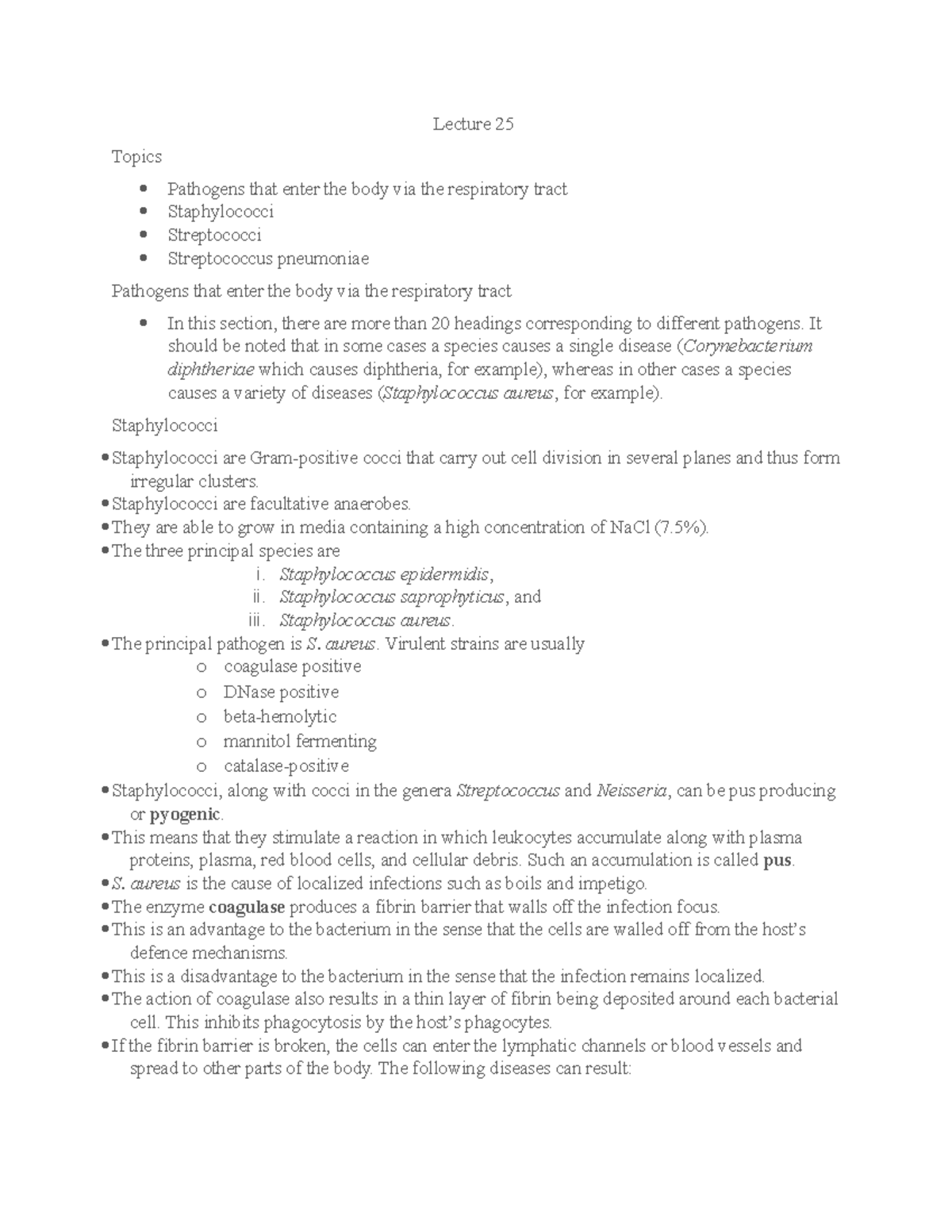 Lecture 25 - Online bio - Lecture 25 Topics Pathogens that enter the ...