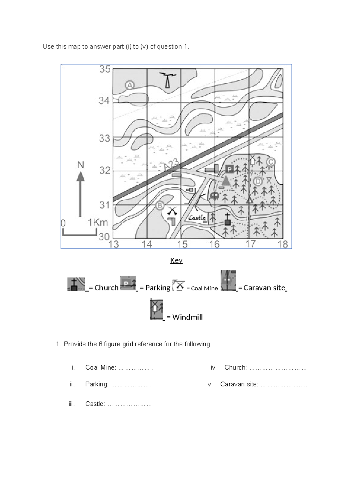 Mapping - Reference - Use this map to answer part (i) to (v) of ...