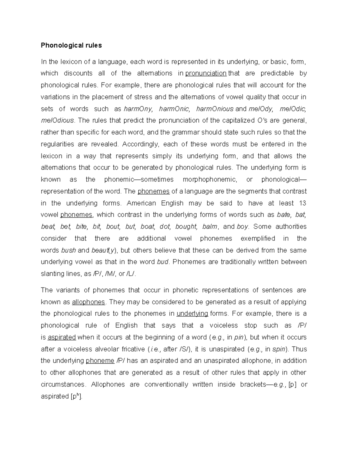 Week-3-phonology - nasdqwe - Phonological rules In the lexicon of a ...