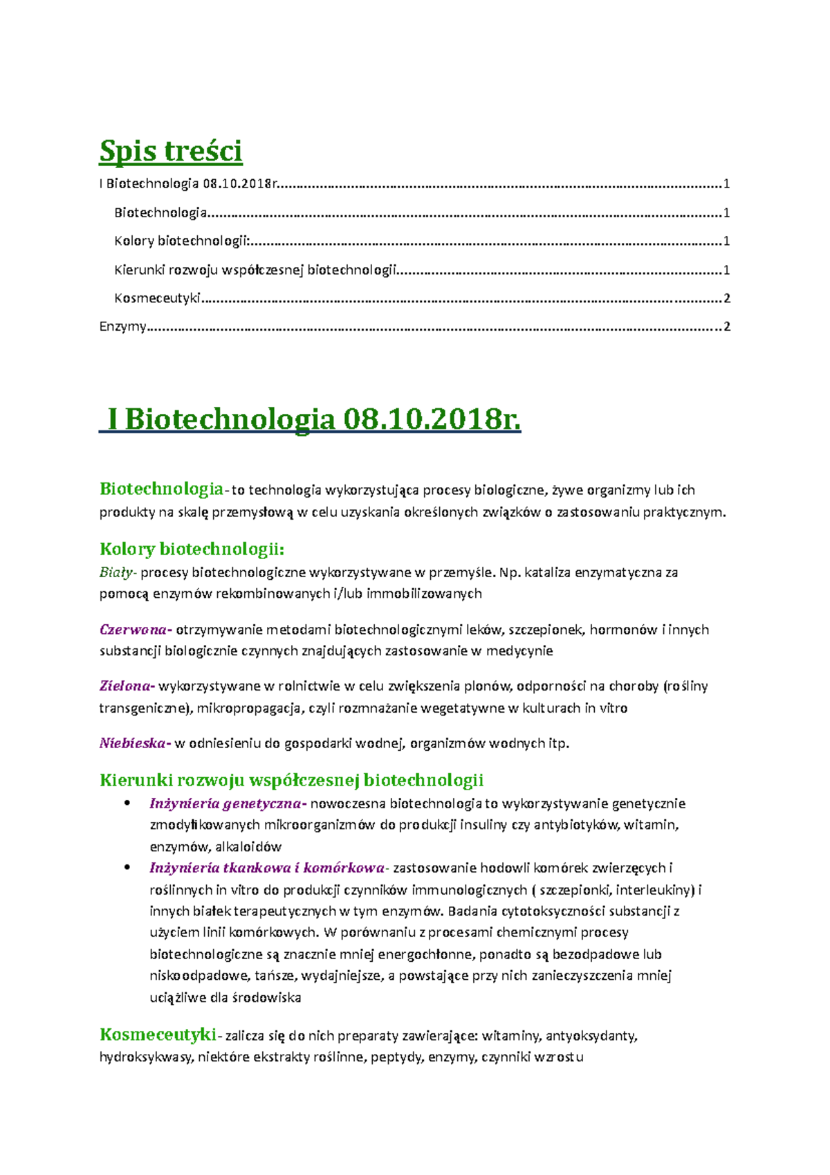 Biotechnologia - - Studocu