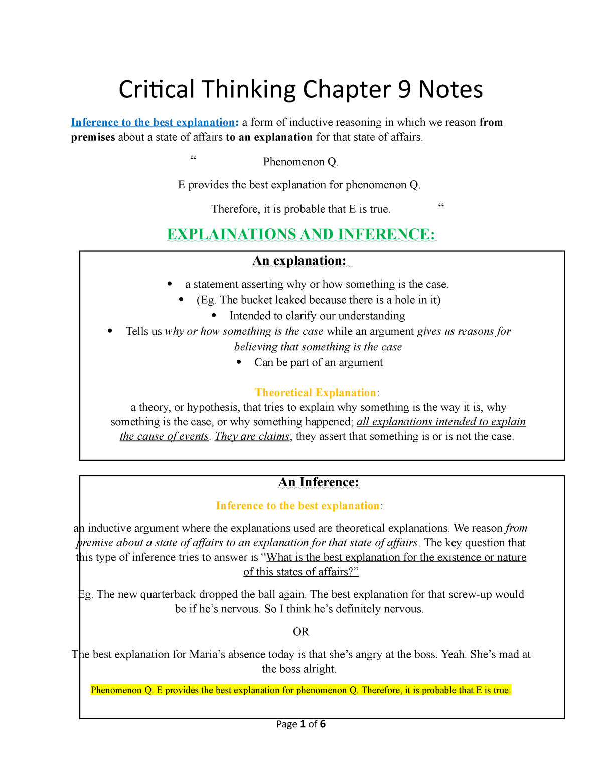 critical thinking chapter 9