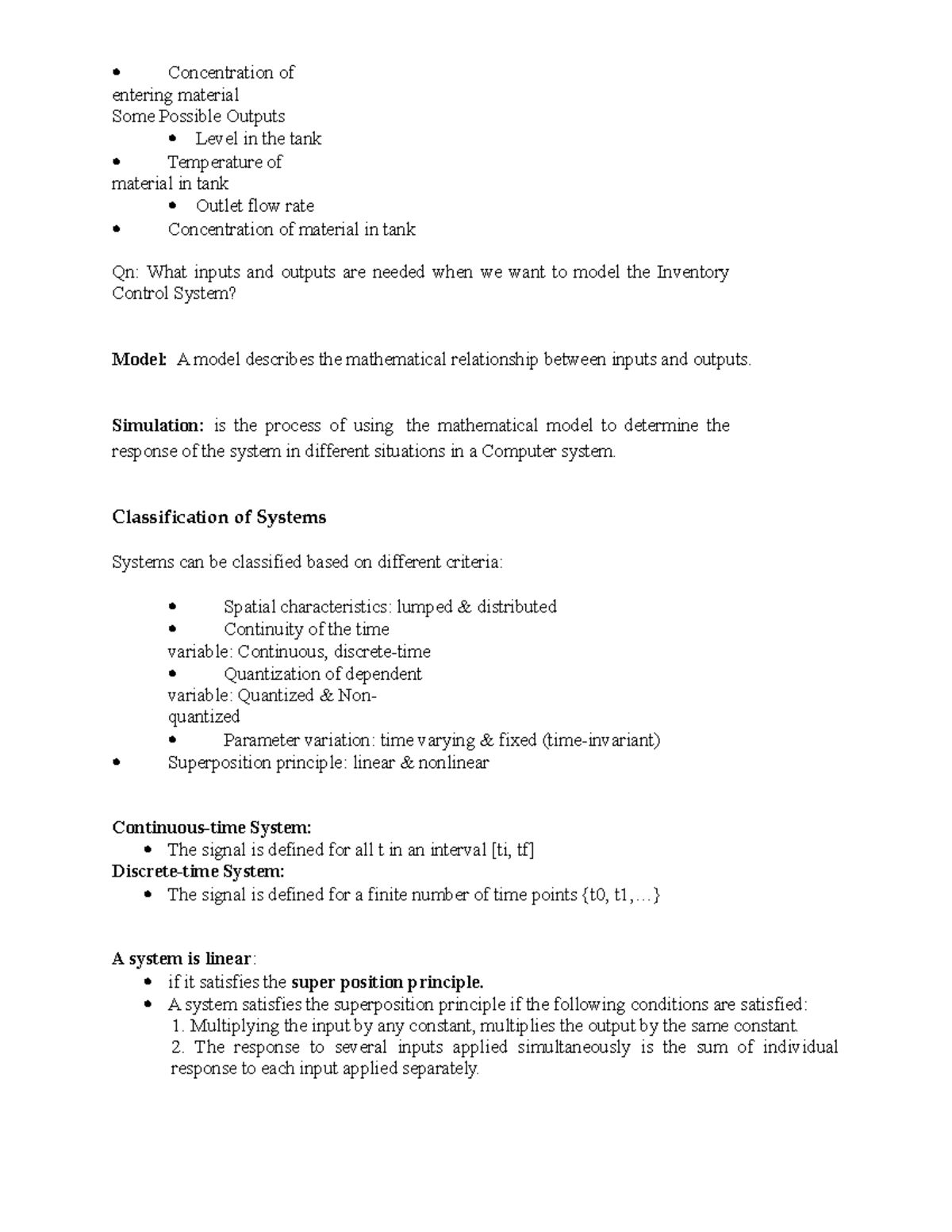 Simulation Model - Concentration of entering material Some Possible ...