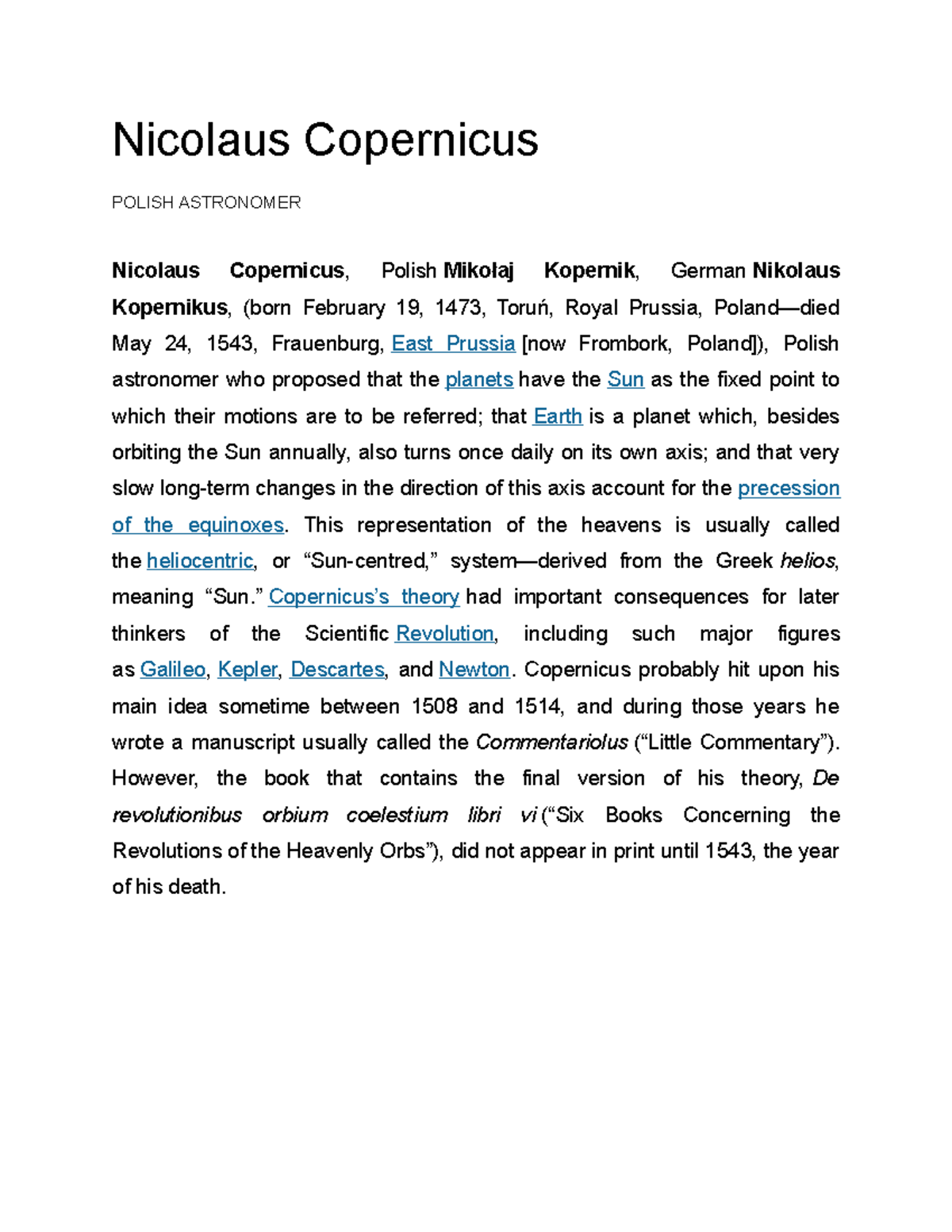Nicolaus Copernicus patpattttttttttt - Nicolaus Copernicus POLISH ...