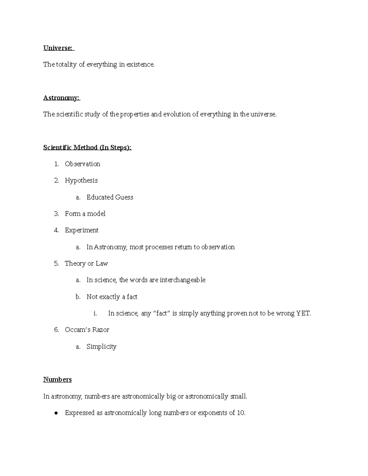 AST 103 Key Terms - Universe: The Totality Of Everything In Existence ...