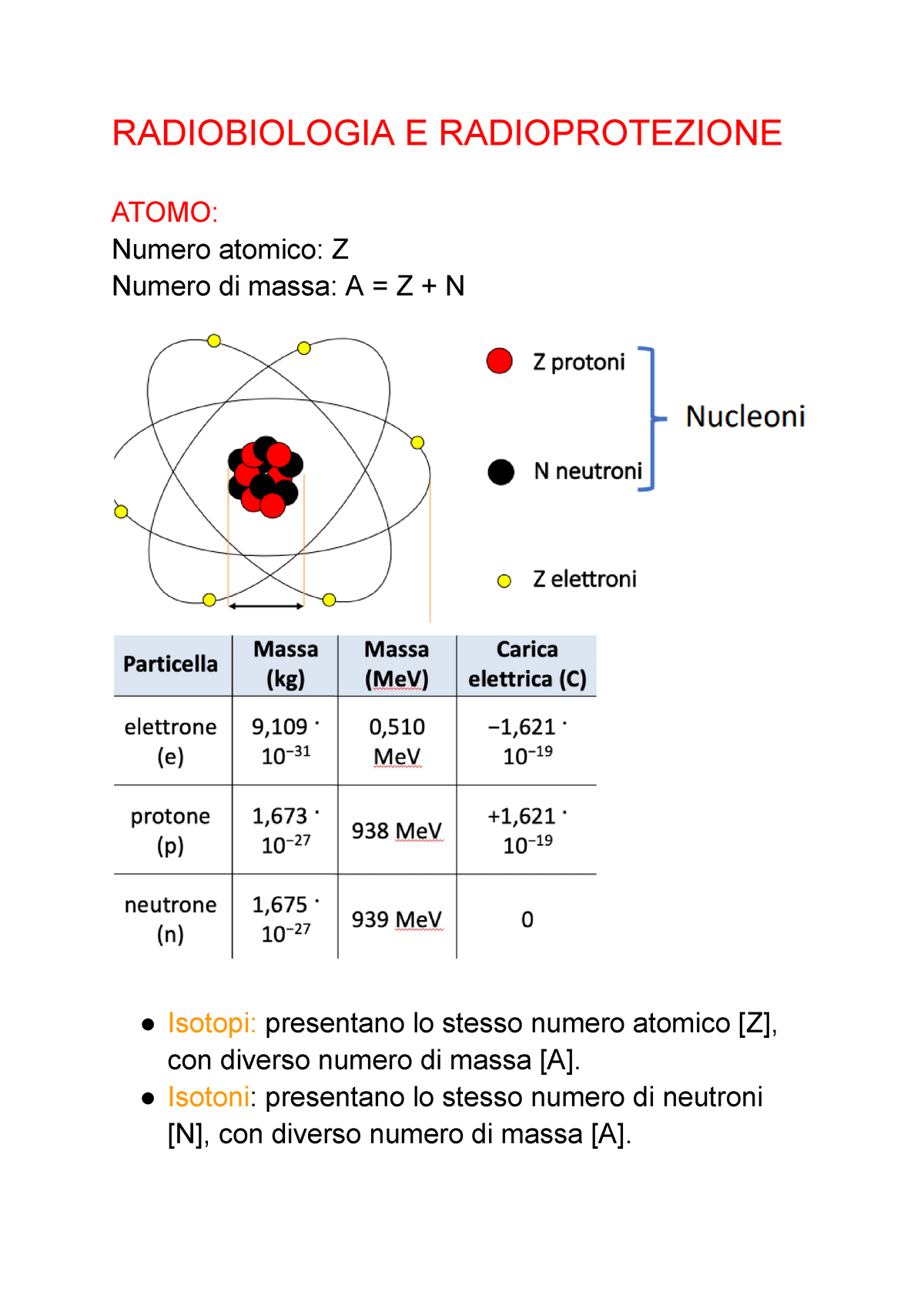 Radiobiologia E Radioprotezione - RADIOBIOLOGIA E RADIOPROTEZIONE ATOMO ...