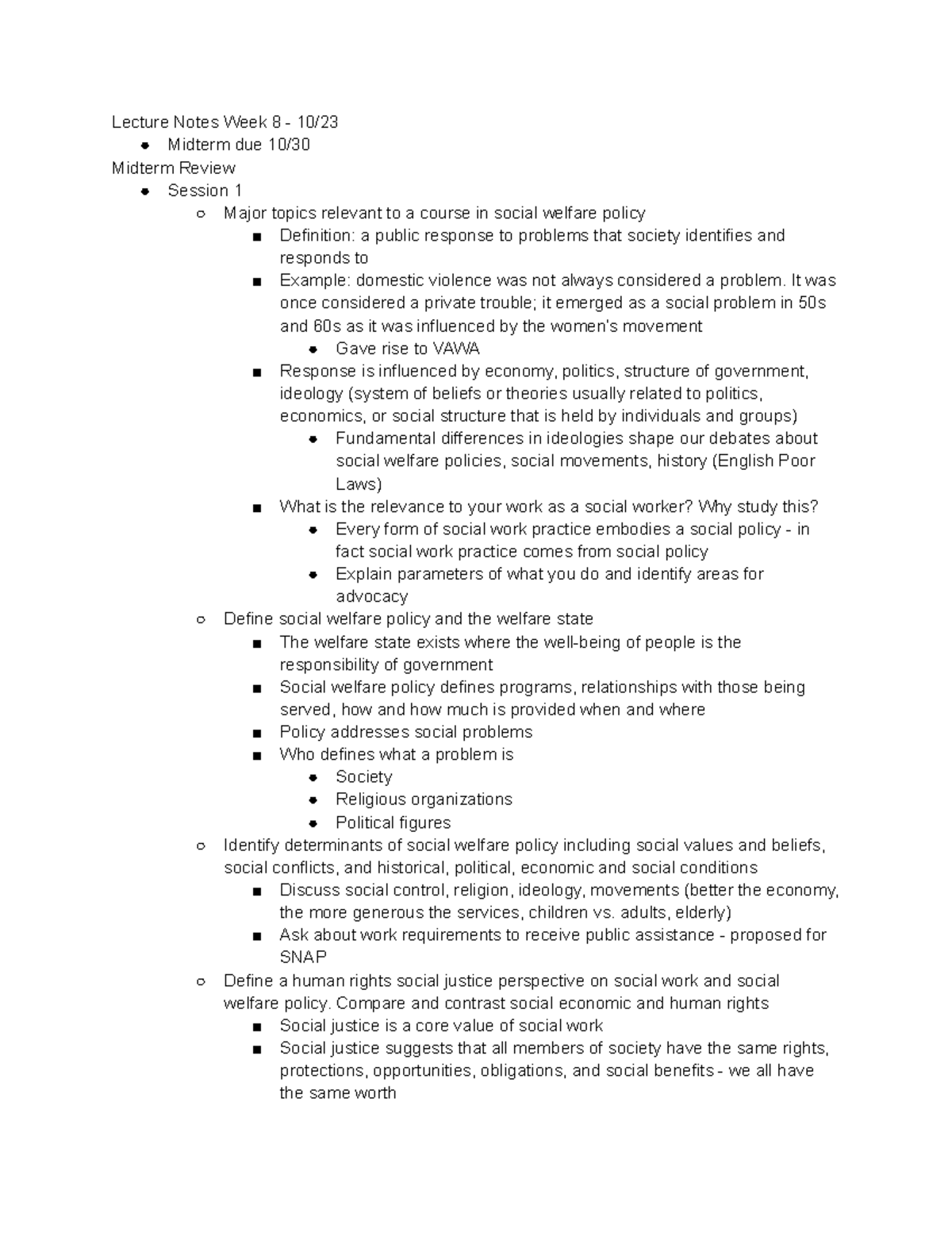 Midterm Review - Lecture Notes Week 8 - Lecture Notes Week 8 Midterm ...