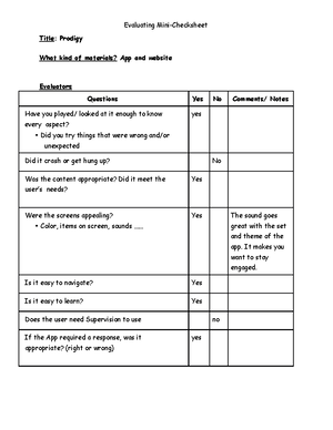 Mini Check List Explain Everything - Evaluating Mini-Checksheet Title ...