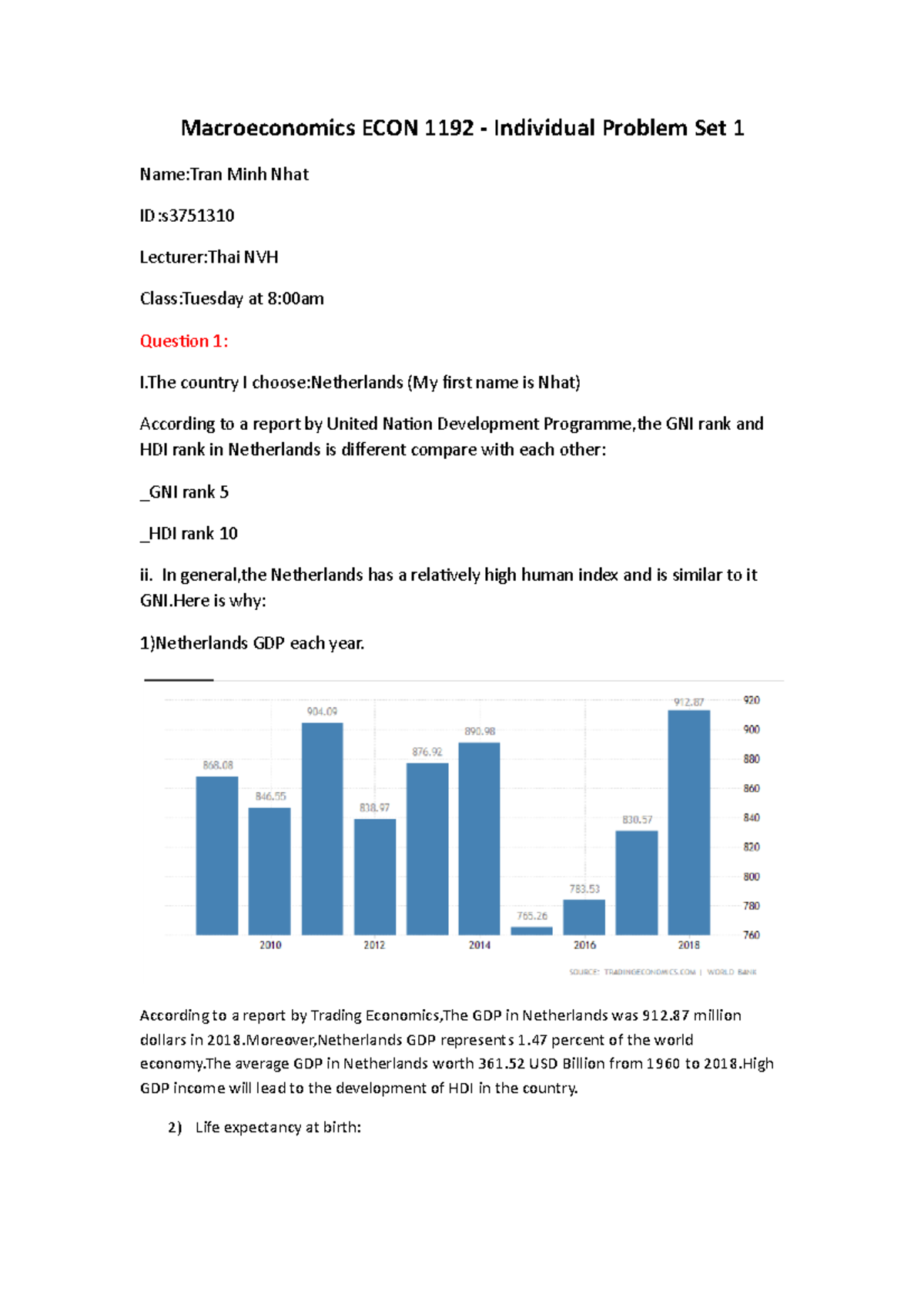 rmit macroeconomics 1 assignment 2