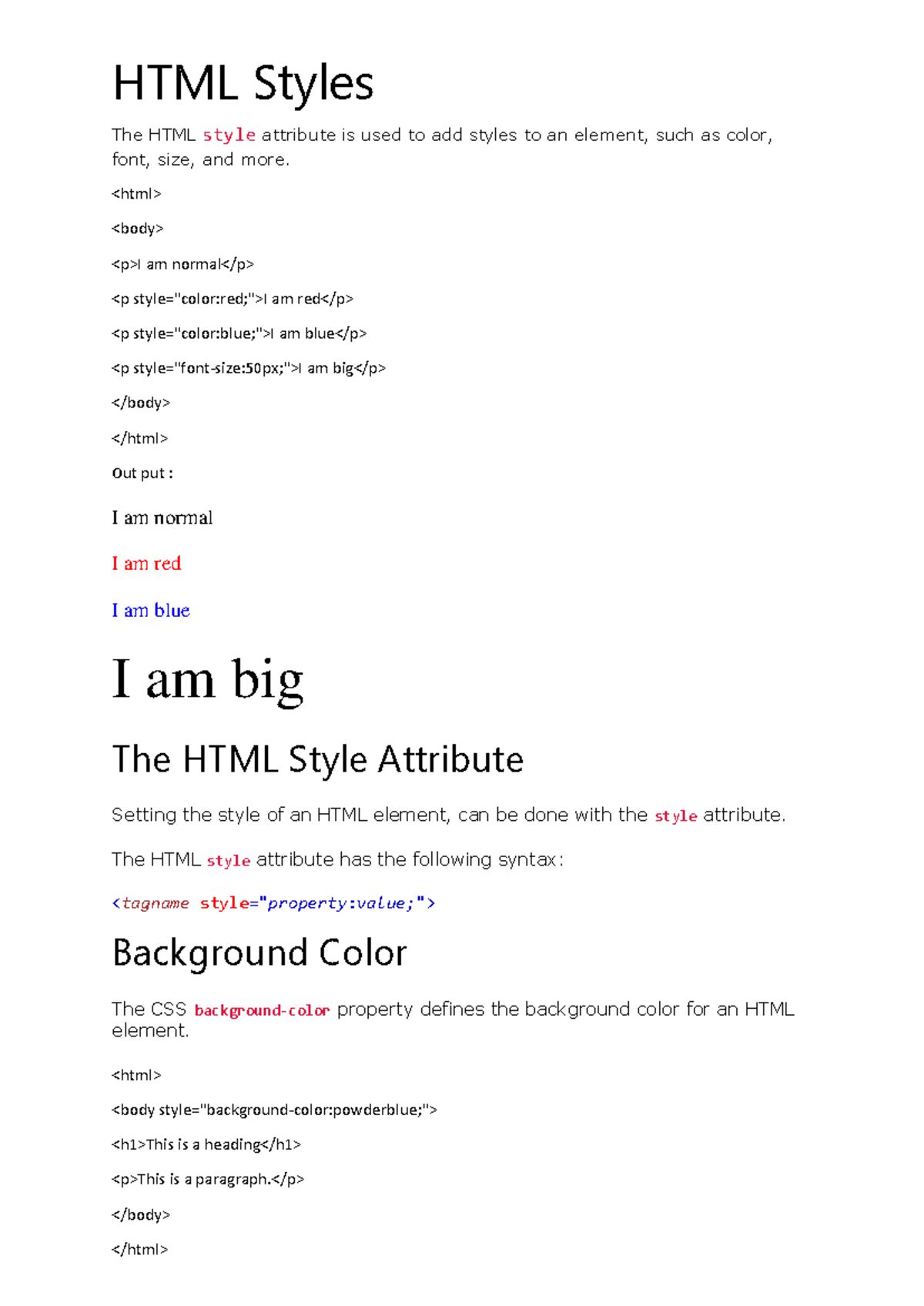 HTML unit 2 - Give important questions for exam - HTML Styles The HTML ...