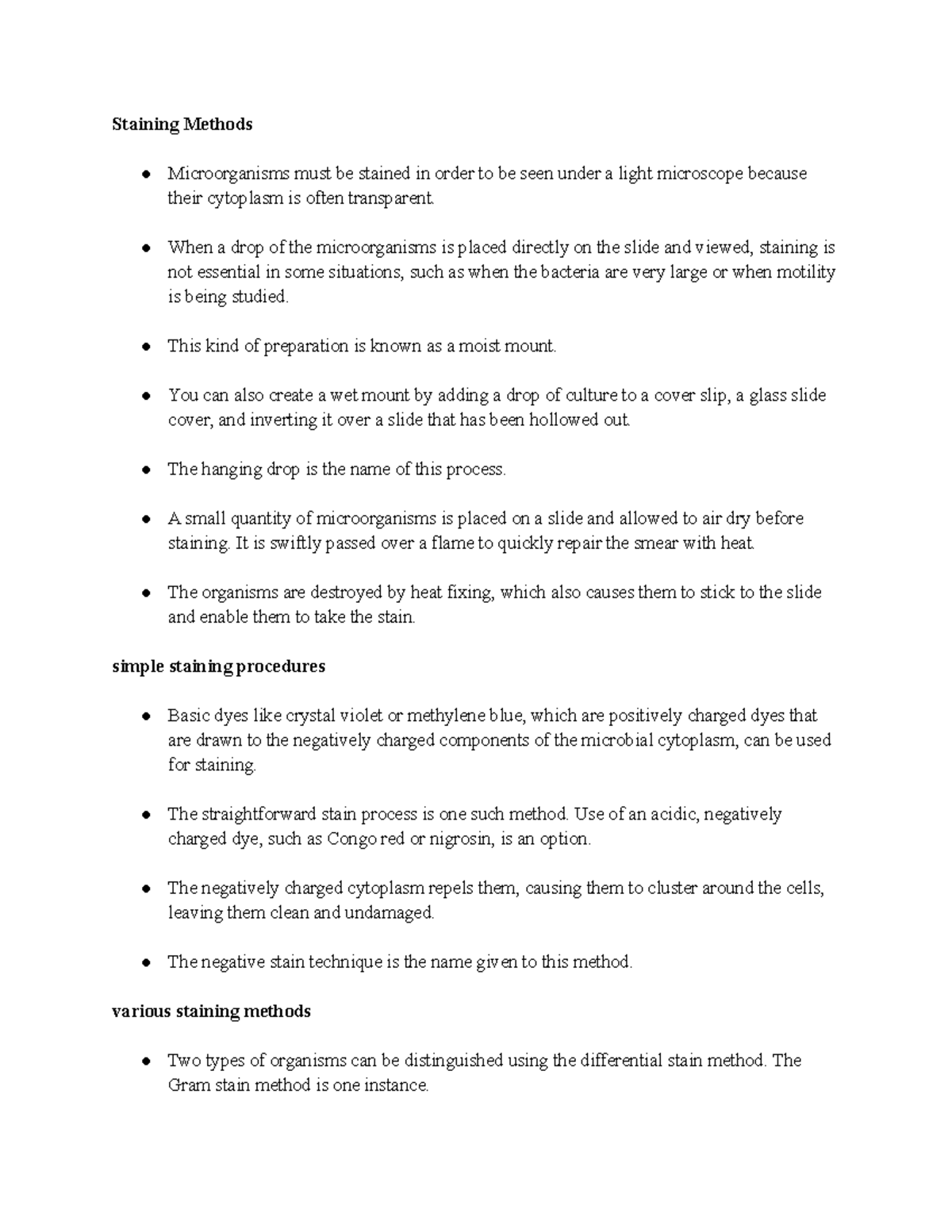 Staining Methods - Staining Methods Microorganisms must be stained in ...