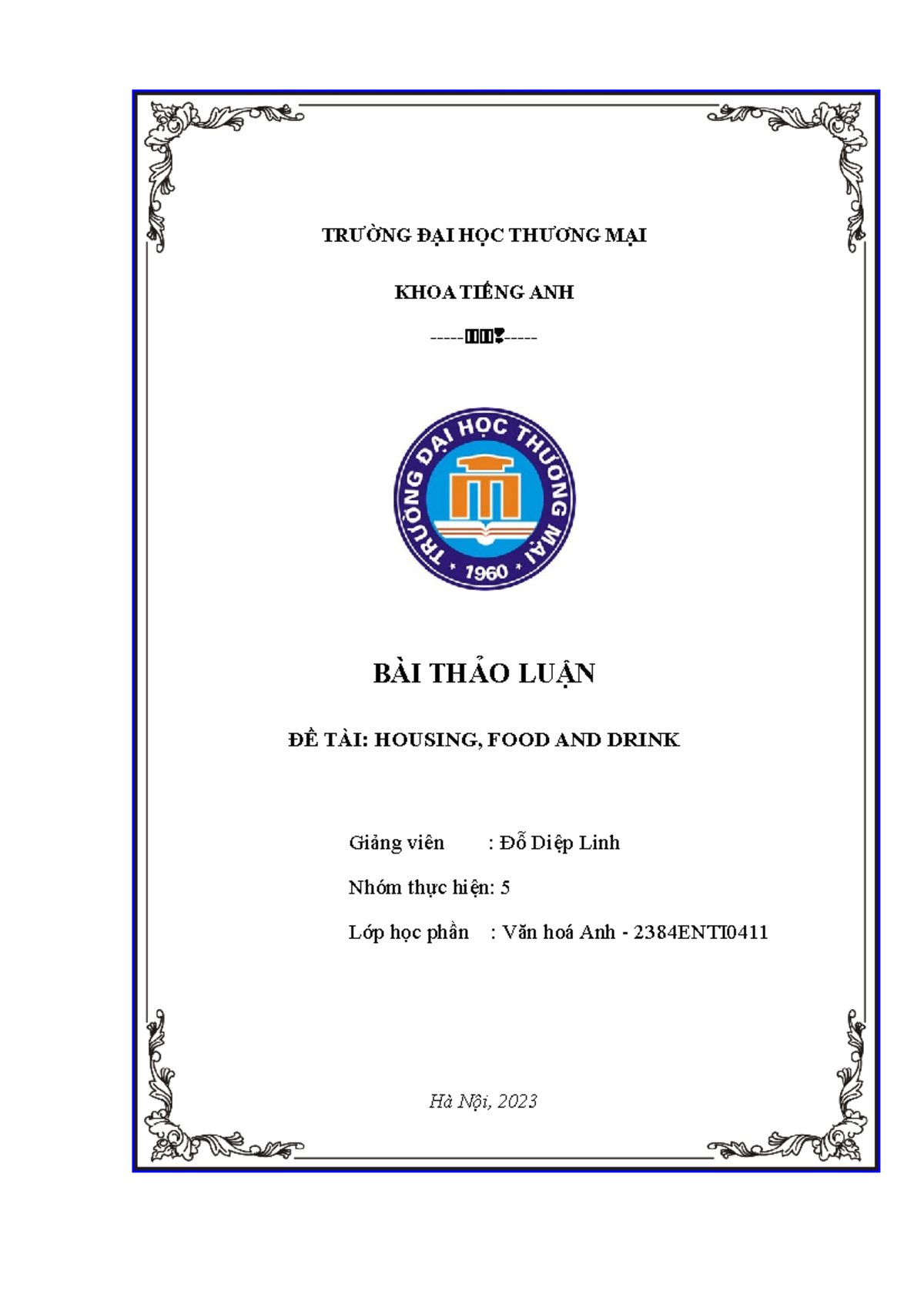 NHÓM 5 VĂN HOÁ ANH - Nhóm 5 văn hoá anh - TRƯỜNG ĐẠI HỌC THƯƠNG MẠI ...