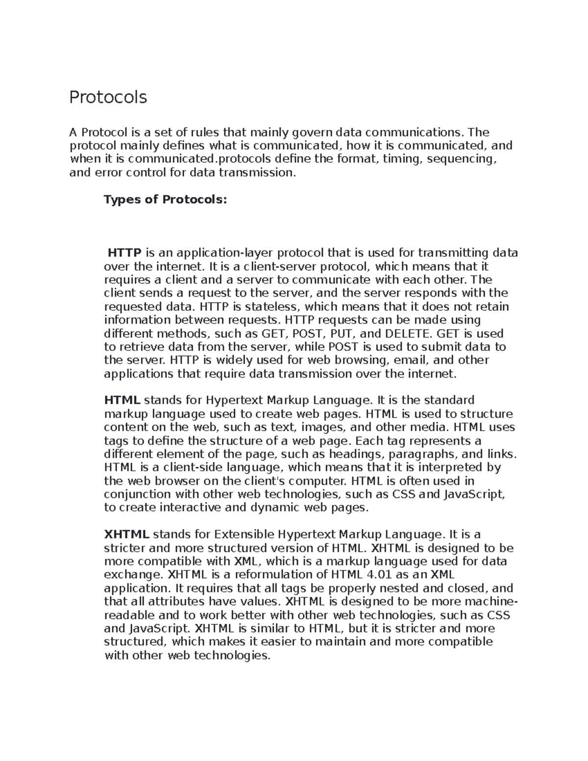 Protocols - Bs Computer science - GCUF - Studocu