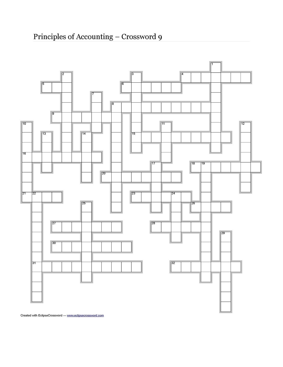 Crossword 9 Created with EclipseCrossword eclipsecrossword
