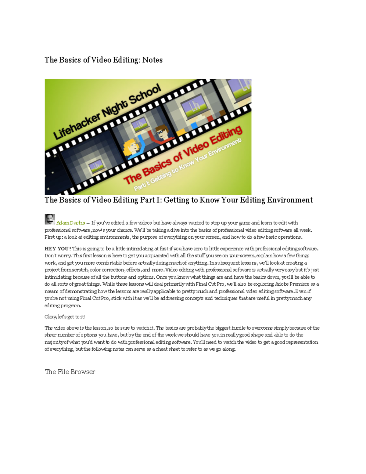 5 basics of video editing notes The Basics of Video Editing Notes