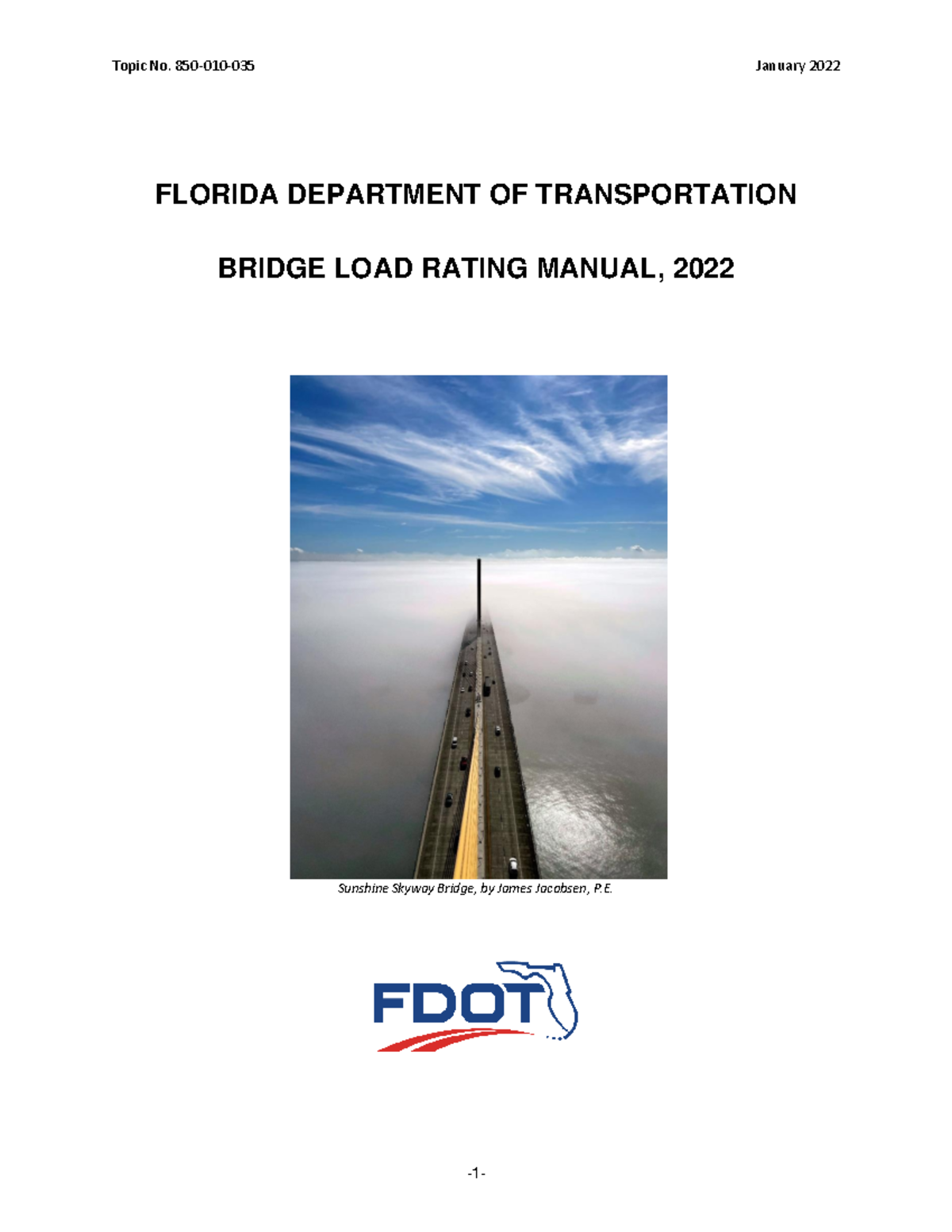 2022 load rating manual Topic No. 850010035 January 2022 FLORIDA DEPARTMENT OF