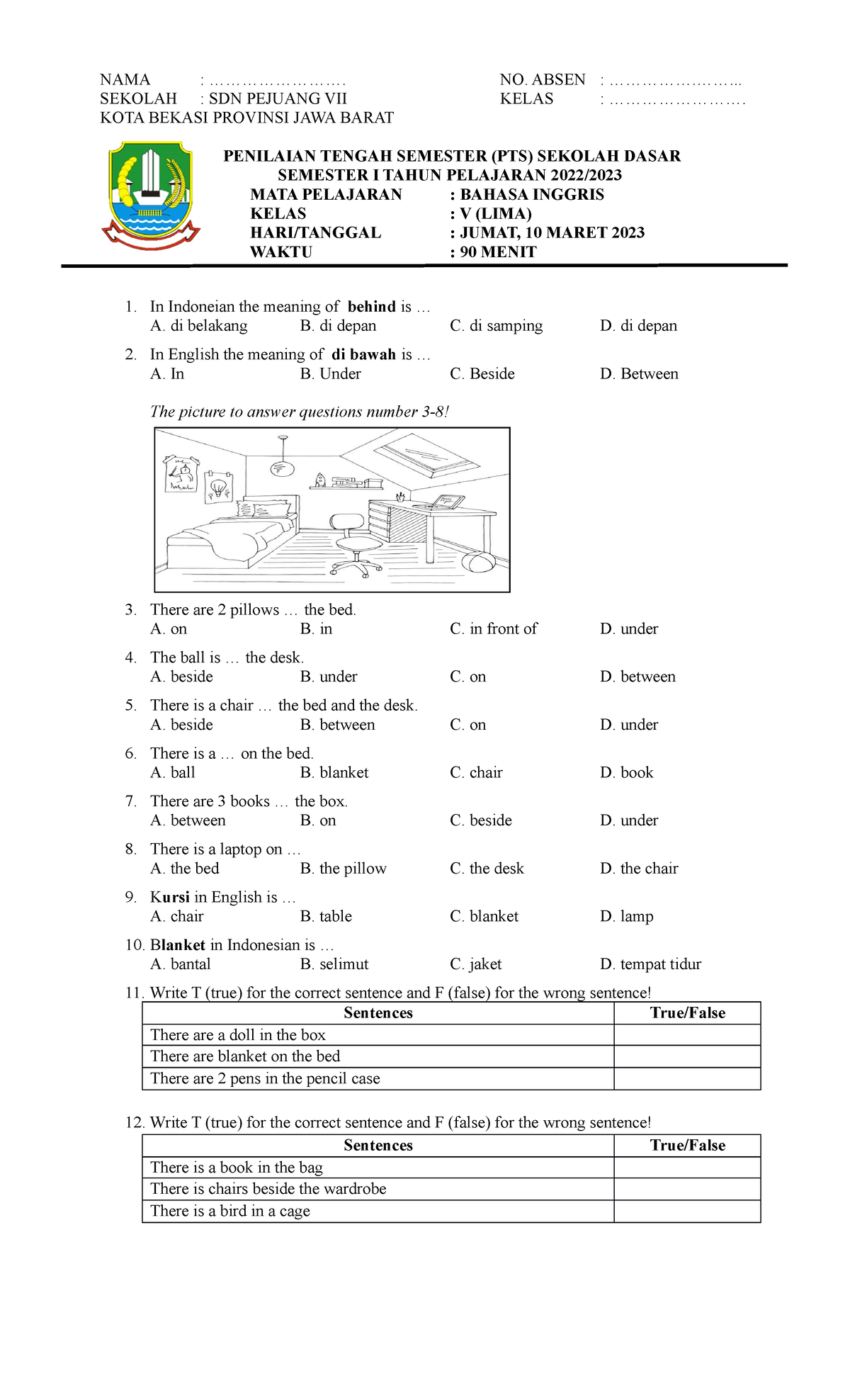 Soal PTS B.Inggris 5 Smt2 - NAMA : ......................... NO. ABSEN