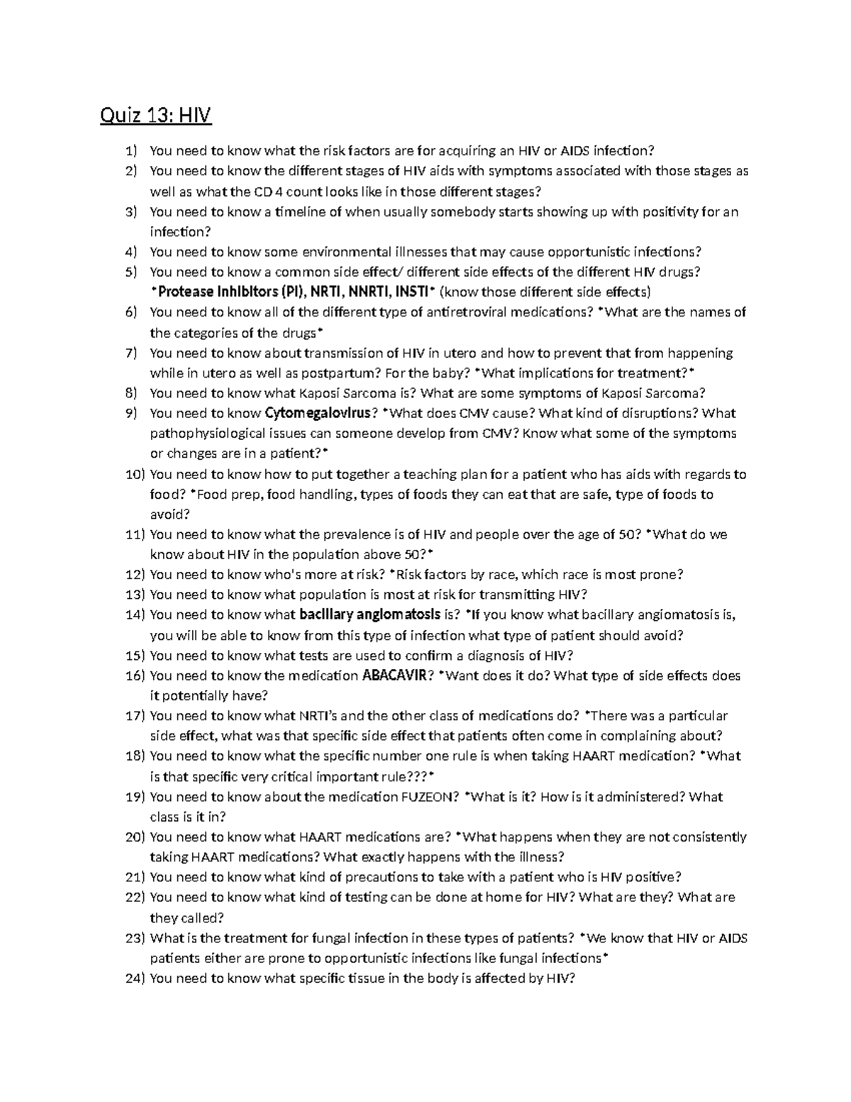 Quiz 13-HIV - Quiz 13: HIV You need to know what the risk factors are ...