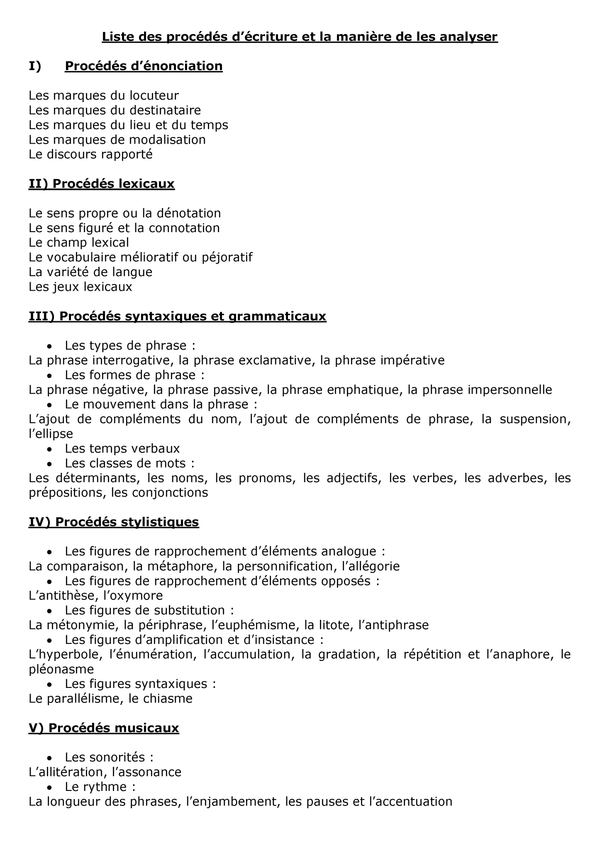 Liste des procédés A regarder très bon Liste des procédés décriture et la manière de les