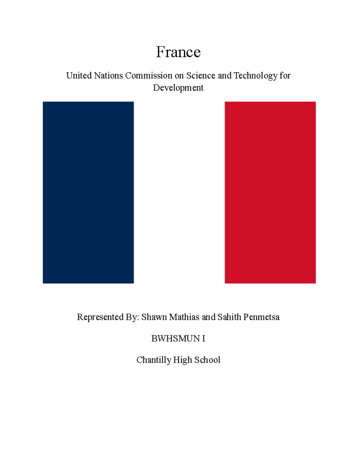 Briar Woods MUN Conference Postion Paper - France United Nations ...