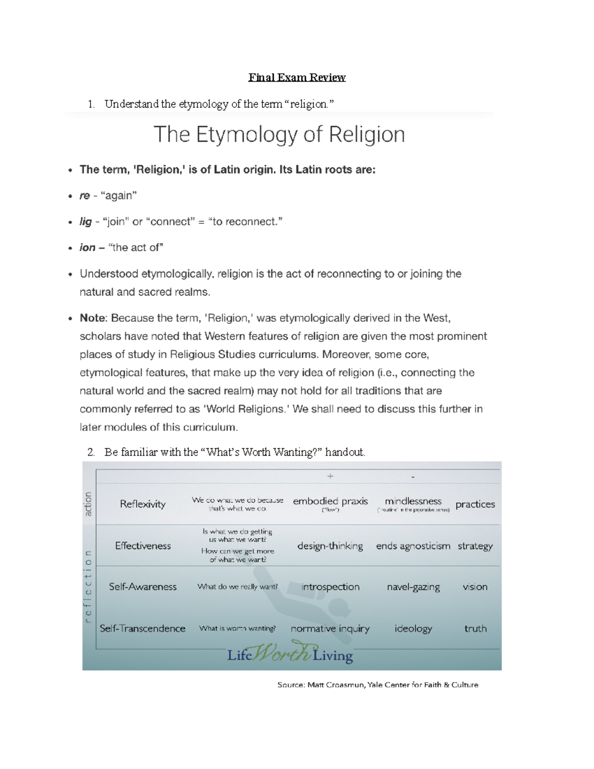 Final Exam Review Notes Final Exam Review Understand the etymology of