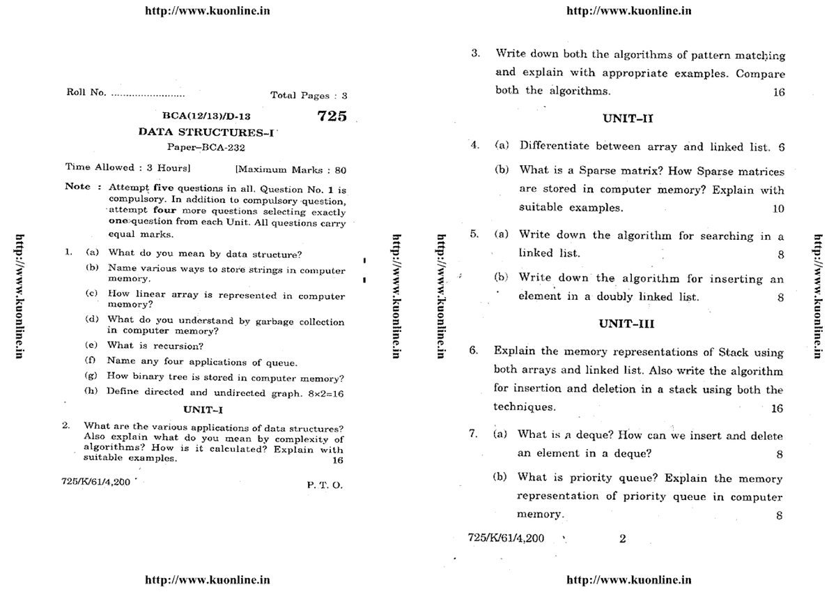 Bca 3 Sem Data Structures 1 725 Dec 2013 - Bachelor Of Computer ...