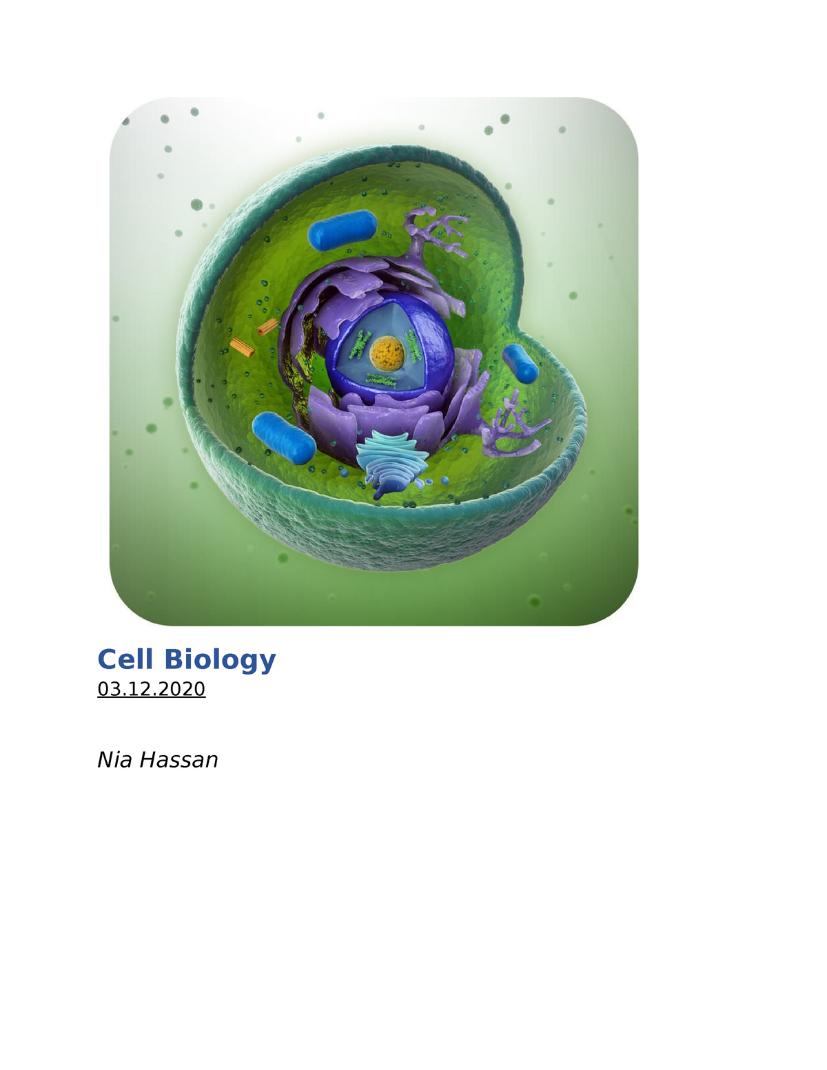 U5 Cell Biology Illustrated Report Cell Biology 03 Nia Hassan Introduction In This 0762