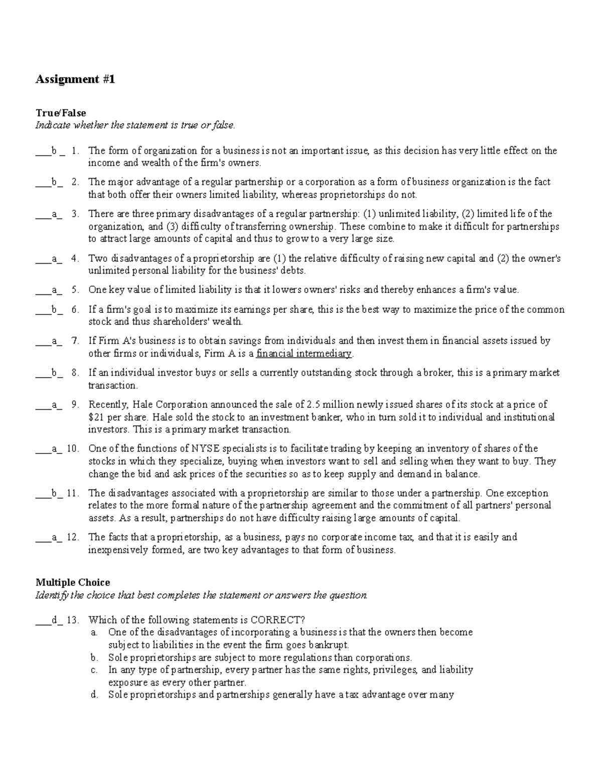 assignment chapter 10 true false quiz (practice)