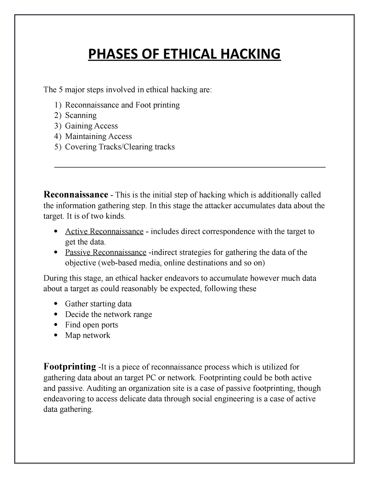 Phases OF Ethical Hacking - PHASES OF ETHICAL HACKING The 5 Major Steps ...