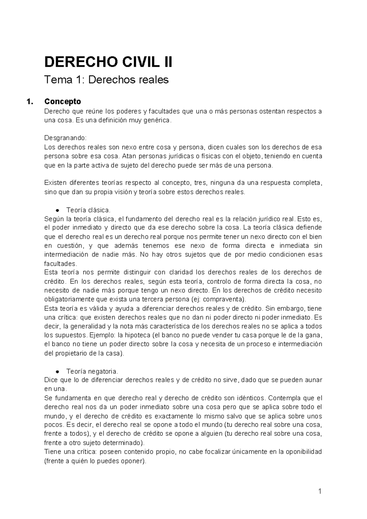 Tema 1: Derechos Reales - DERECHO CIVIL II Tema 1: Derechos Reales 1 ...