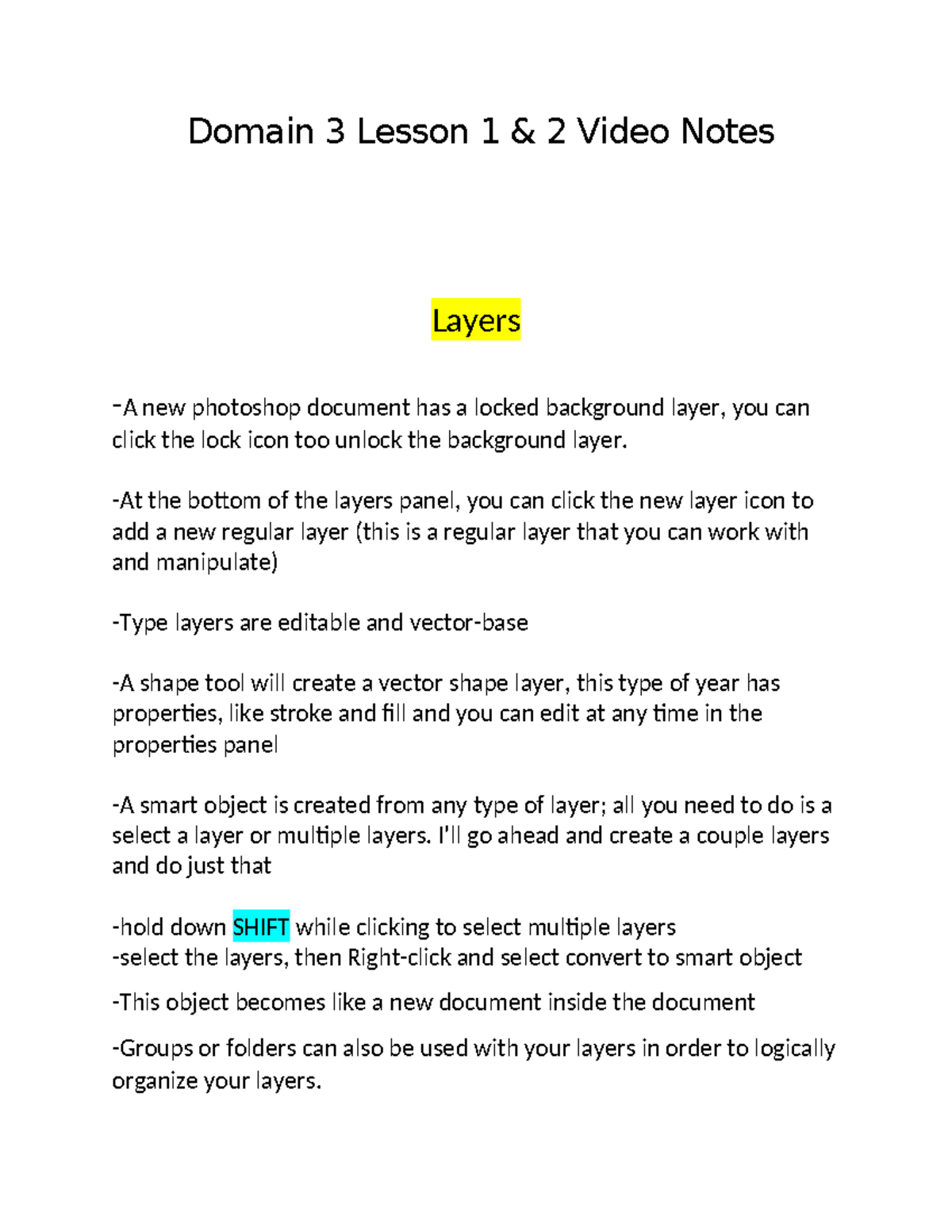 Domain 3 notes - Photoshop Test Tools Summary - Domain 3 Lesson 1 & 2 ...