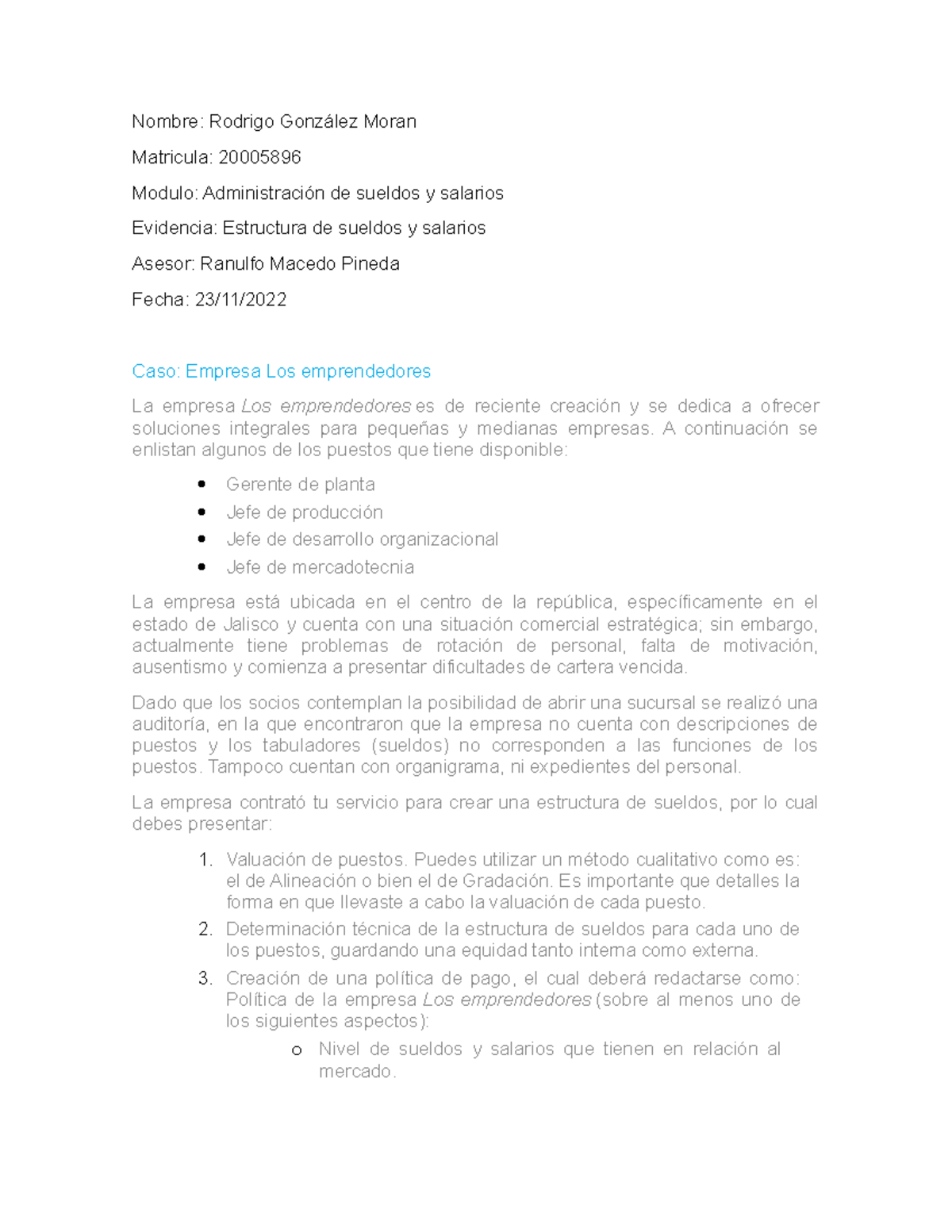 Gonzalez Rodrigo Estructura Sueldos Salarios Nombre Rodrigo González