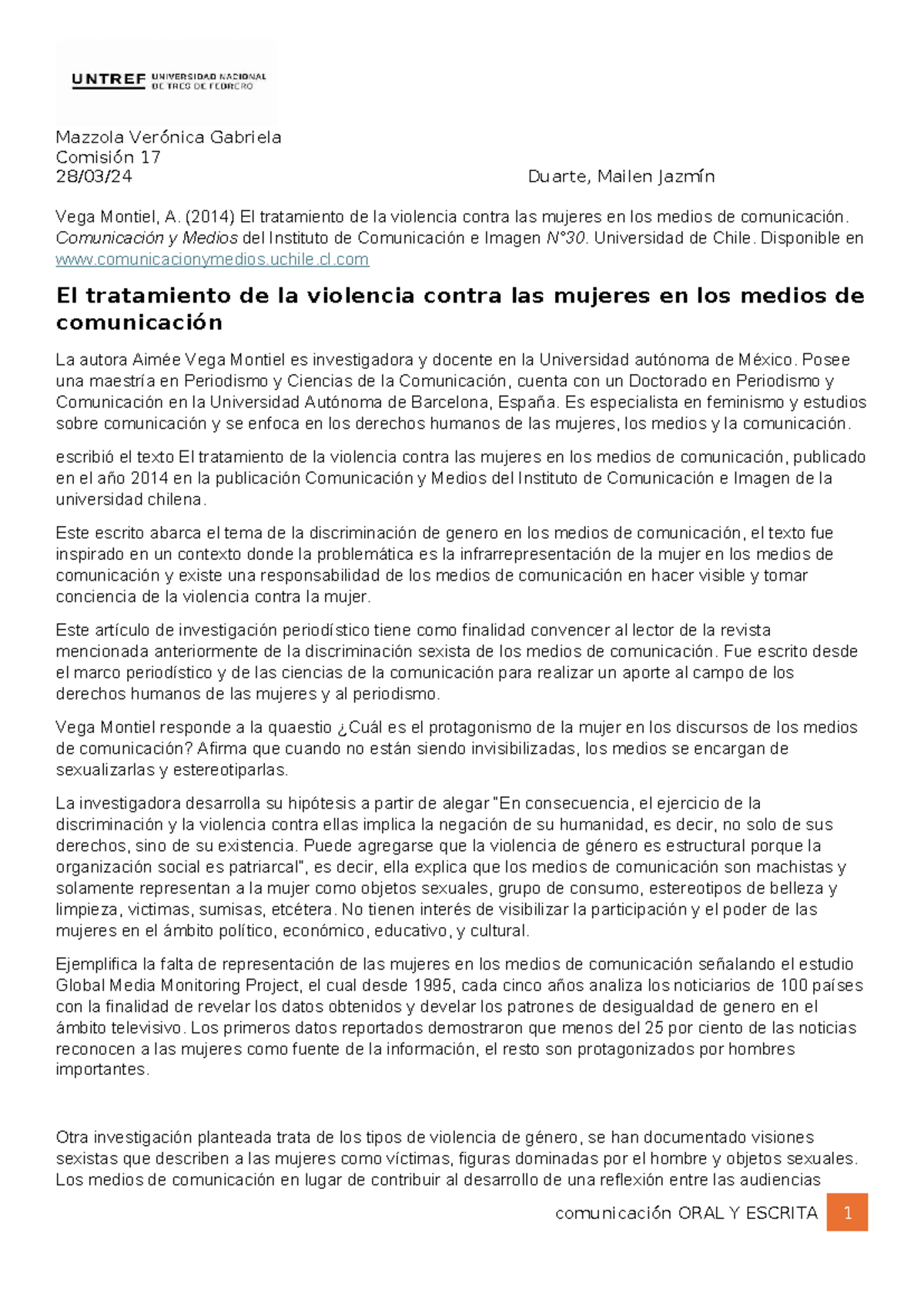 El tratamiento de la violencia contra las mujeres en los medios de ...