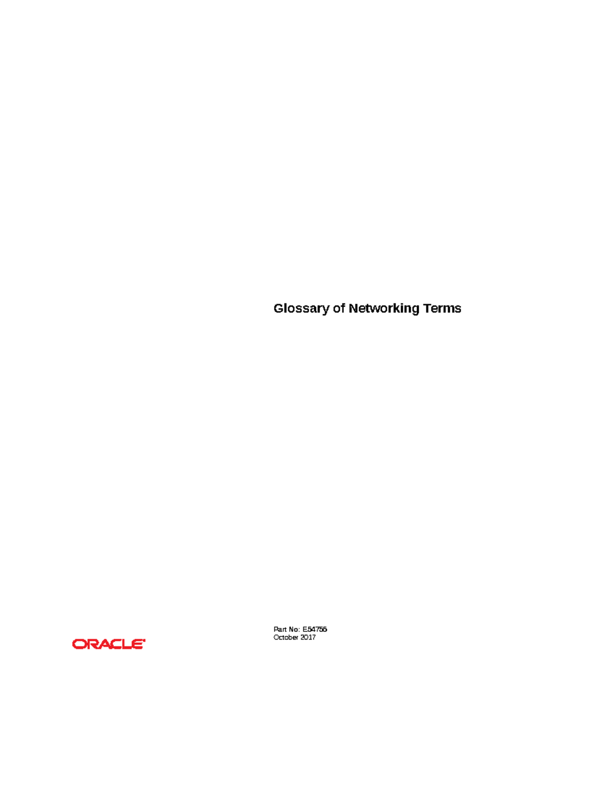 Networks Terminology Glossary of Networking Terms Part No E October