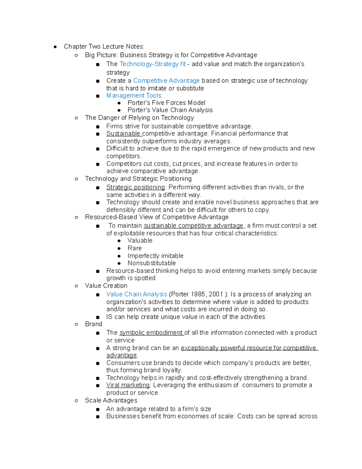 Info Systems Ch 2 - Chapter Two Lecture Notes: Big Picture: Business ...
