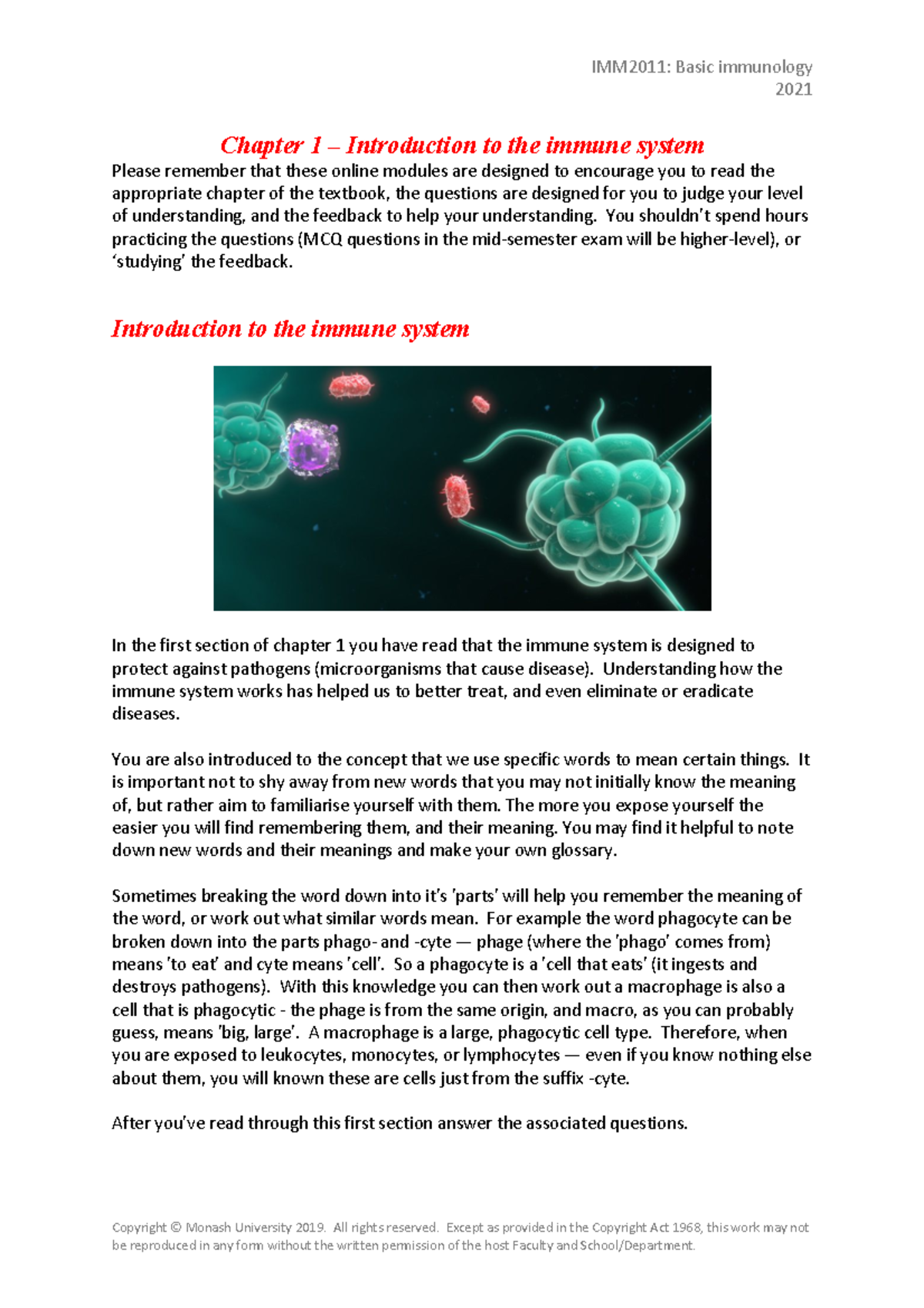 Chapter 1 – Introduction to the immune system-2021 - 2021 Copyright ...