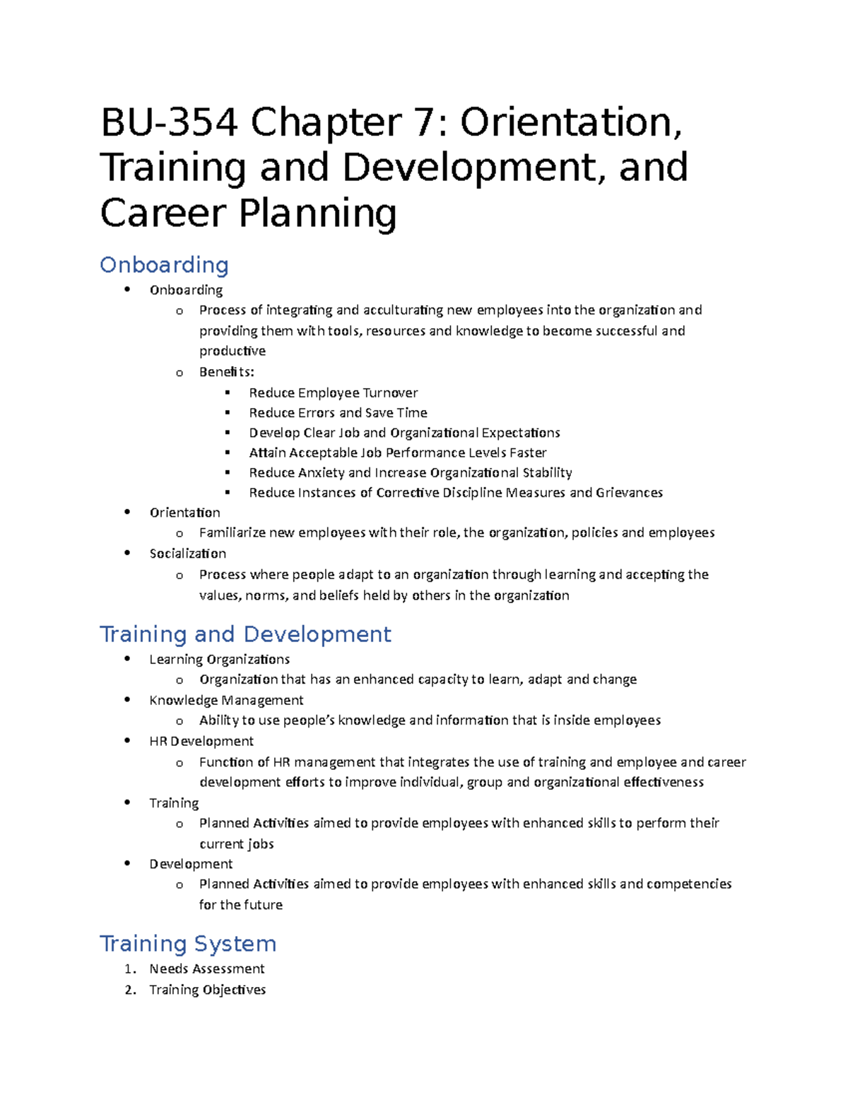 BU 354 Chapter 7 - Lecture notes 7 - BU-354 Chapter 7: Orientation ...