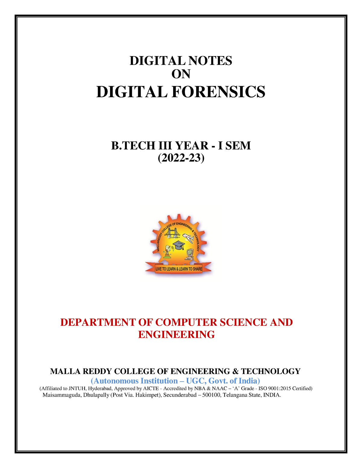 Digital Forensics - DIGITAL NOTES ON DIGITAL FORENSICS B III YEAR - I ...