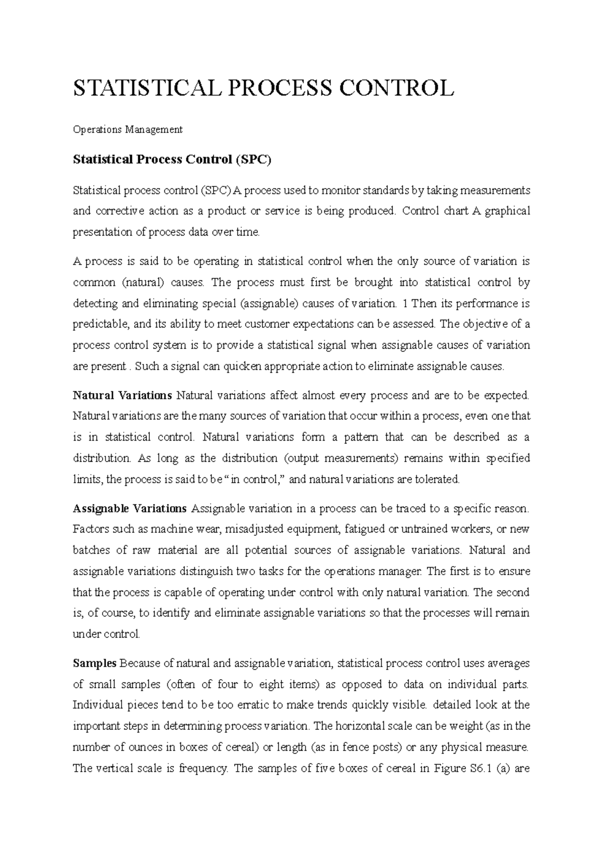 statistical process control thesis