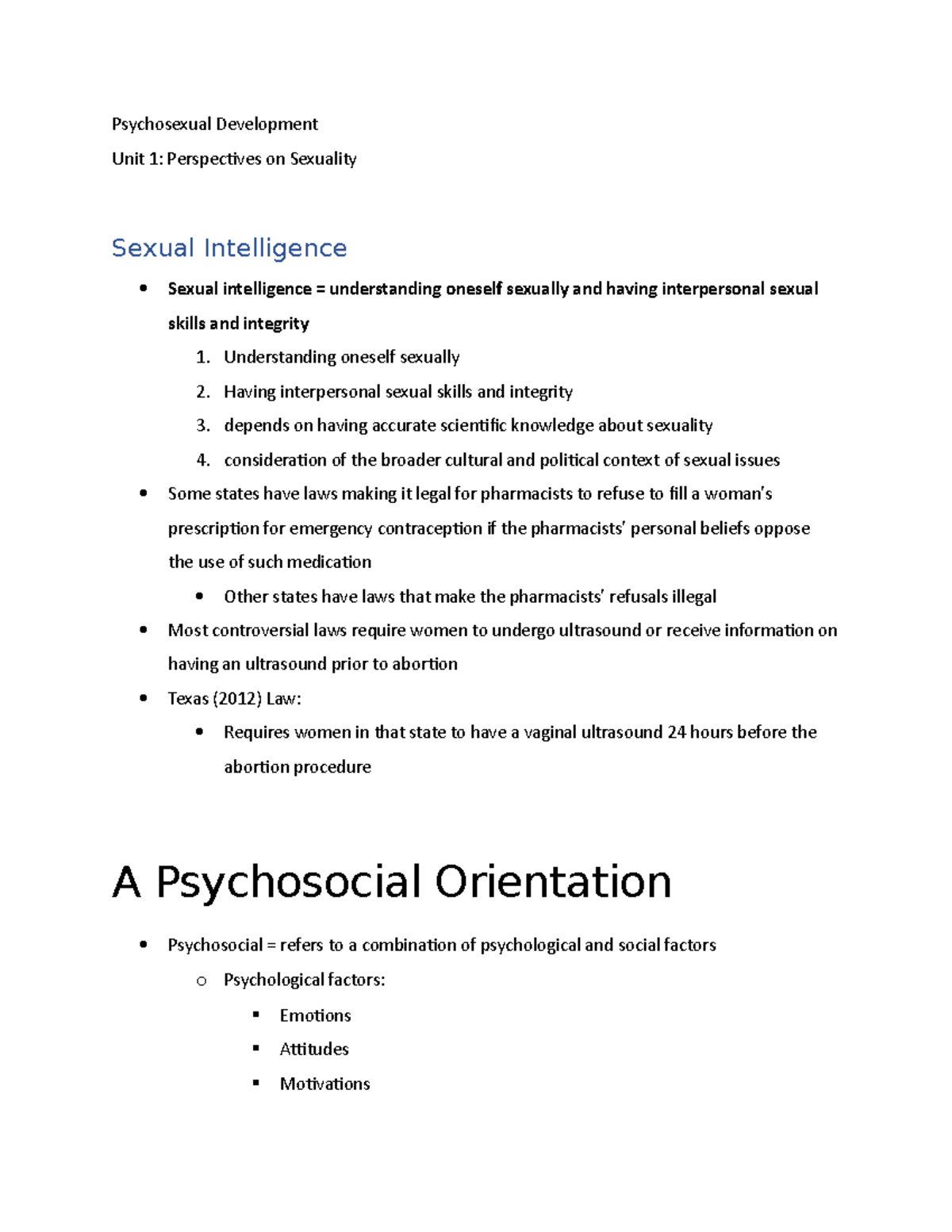 Chapter 1 - name of teacher: - Psychosexual Development Unit 1 ...