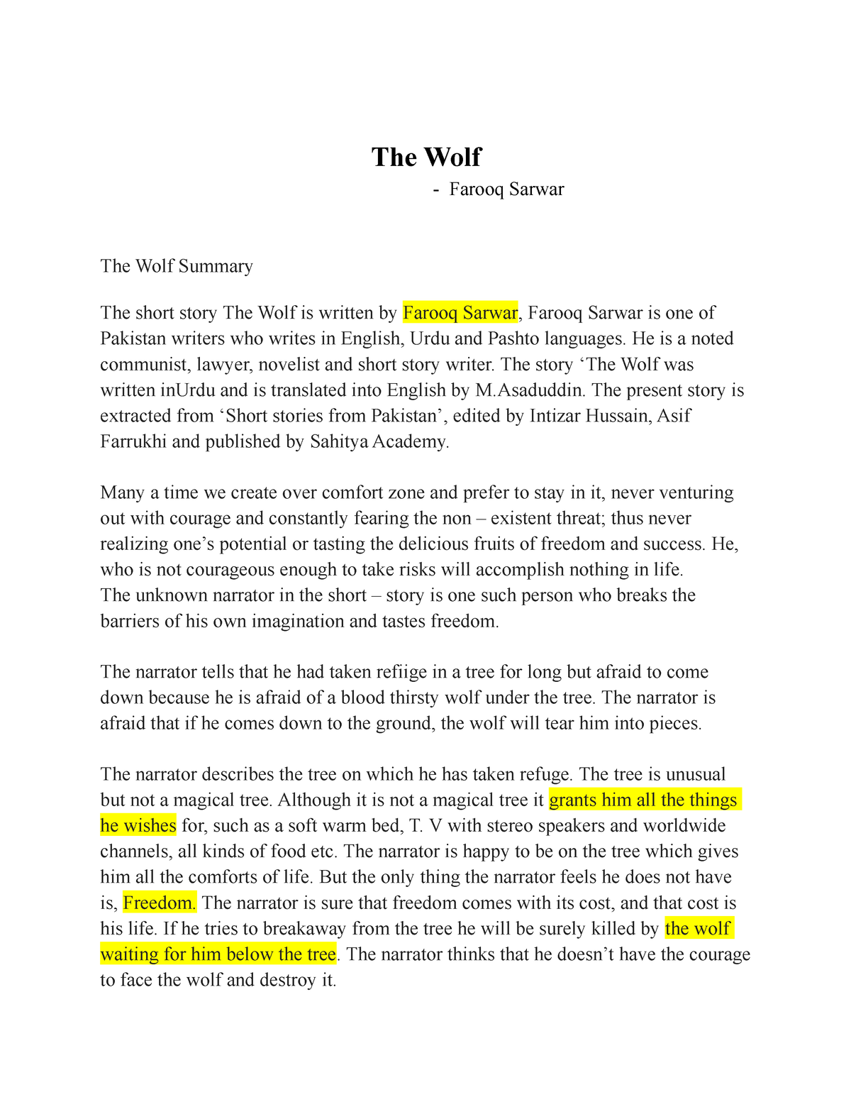 essay about wolf