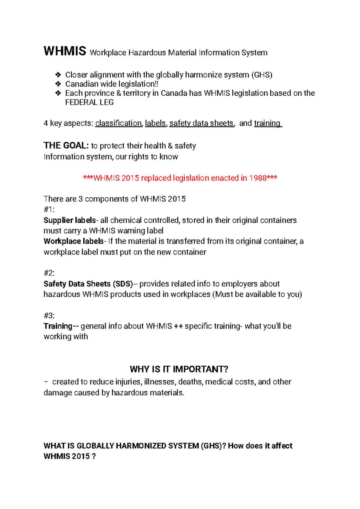 Whmis Workplace Hazardous Material Information System WHMIS Workplace