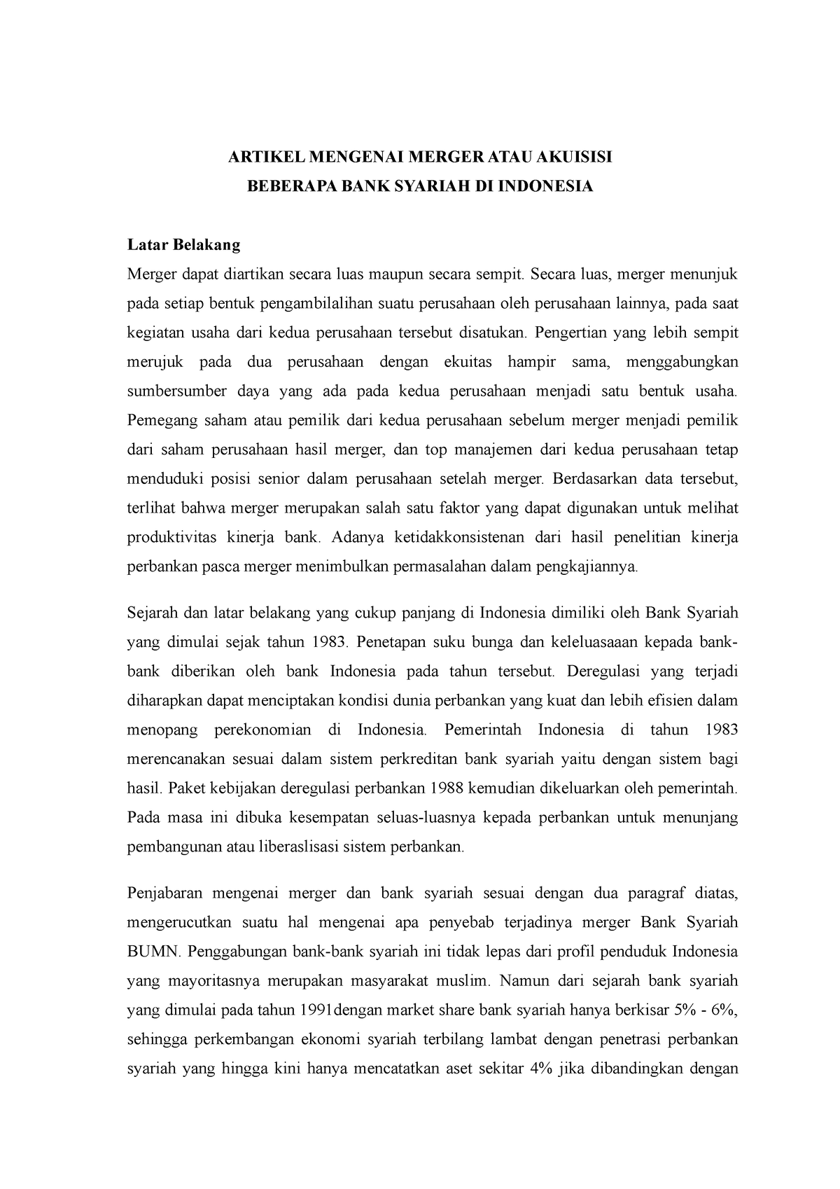 4. Merger Bank - ARTIKEL MENGENAI MERGER ATAU AKUISISI BEBERAPA BANK ...