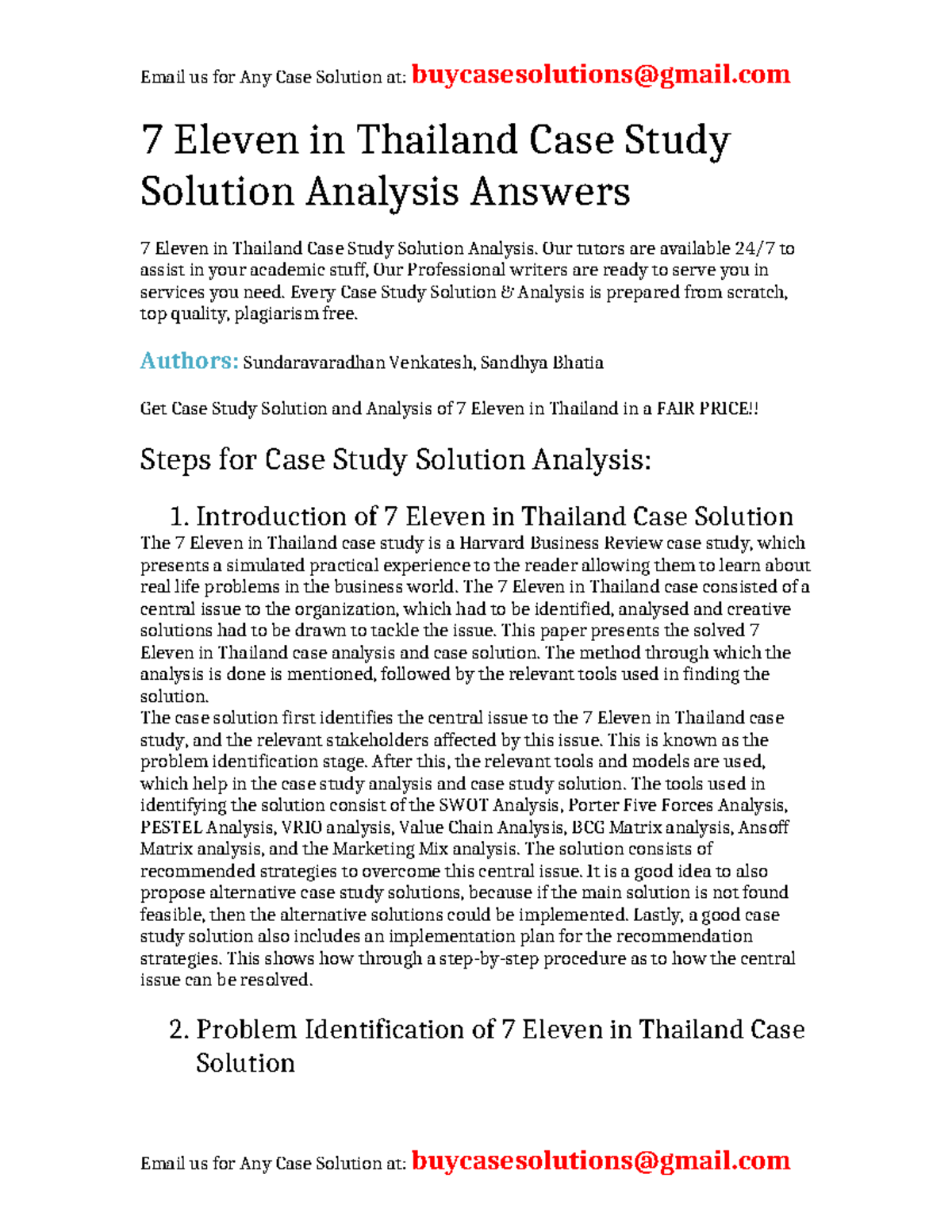 Case Solution 7 Eleven in Thailand - 7 Eleven in Thailand Case Study ...