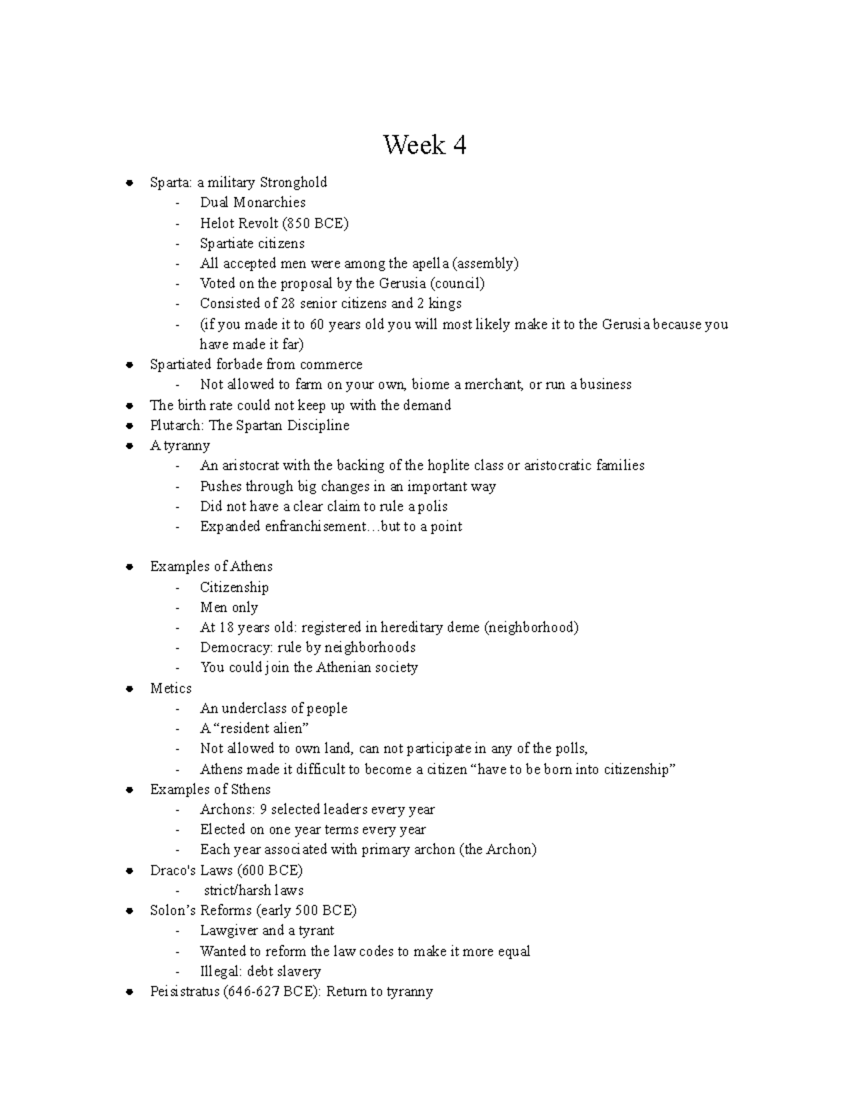 HUM 111 Cummings- Week 4 - Week 4 Sparta: a military Stronghold - Dual ...