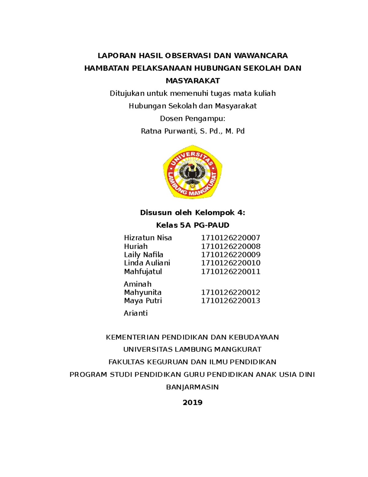 Laporan Hasil Observasi DAN Wawancara - LAPORAN HASIL OBSERVASI DAN ...